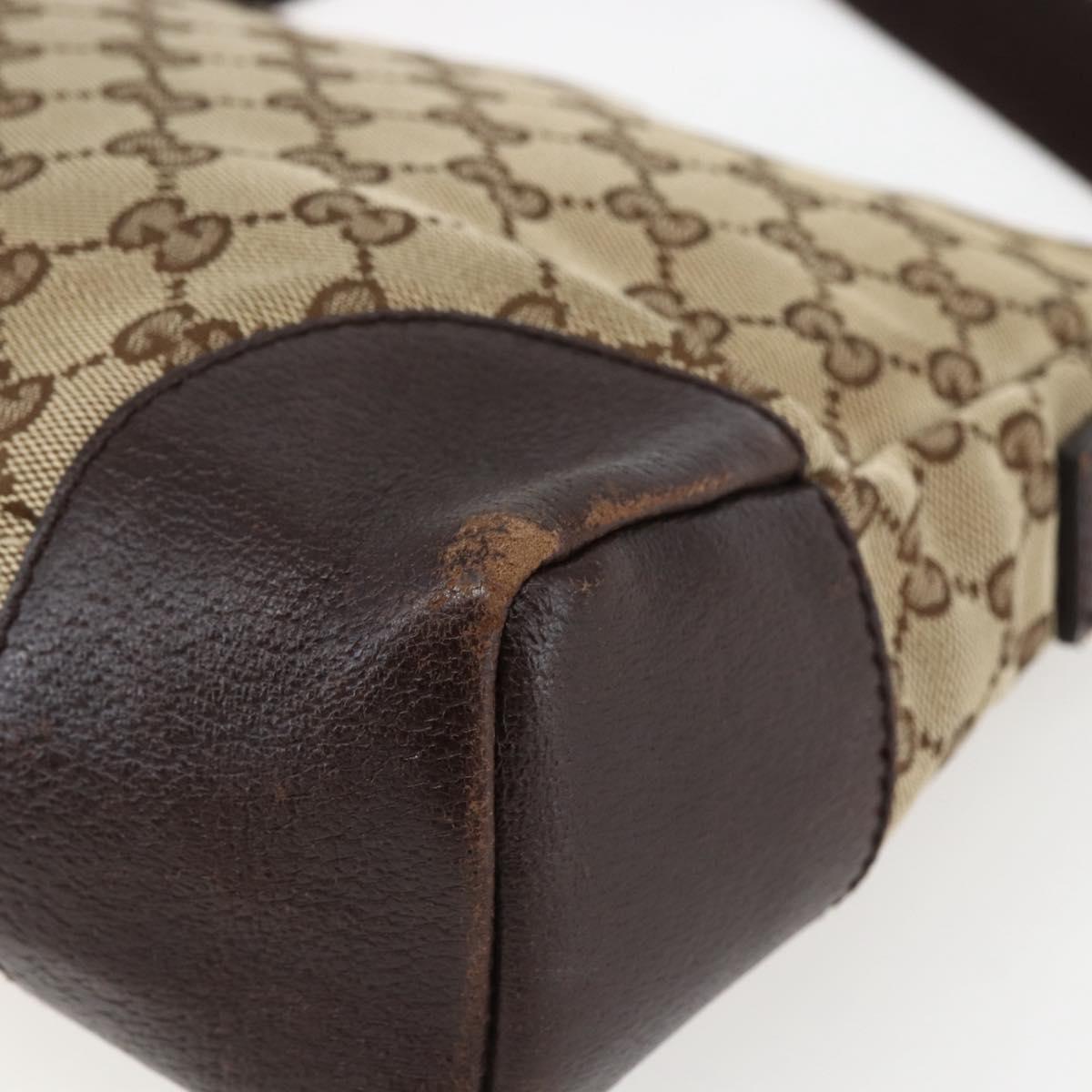 GUCCI GG Canvas Shoulder Bag Beige Silver 114273 Auth fm5091