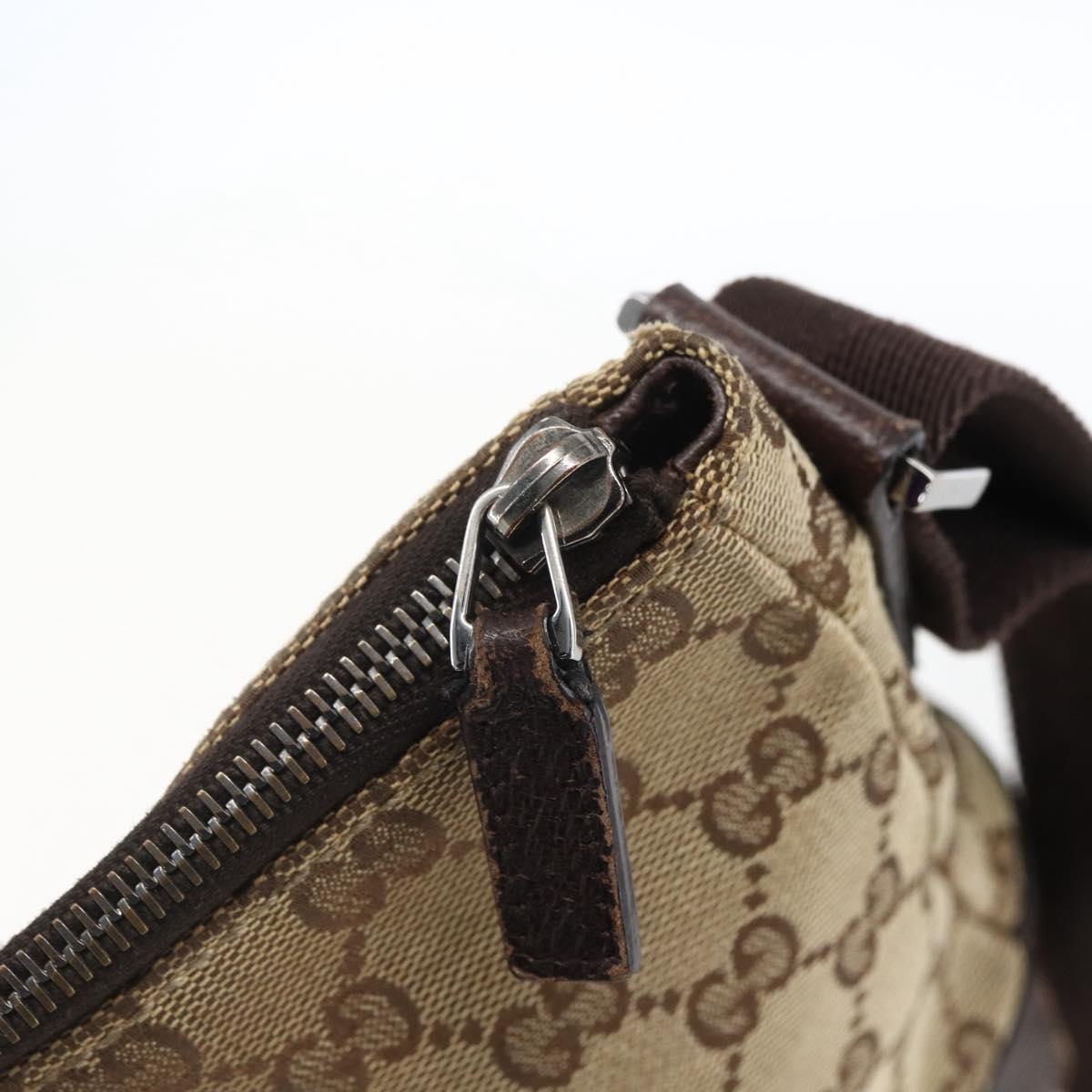 GUCCI GG Canvas Shoulder Bag Beige Silver 114273 Auth fm5091