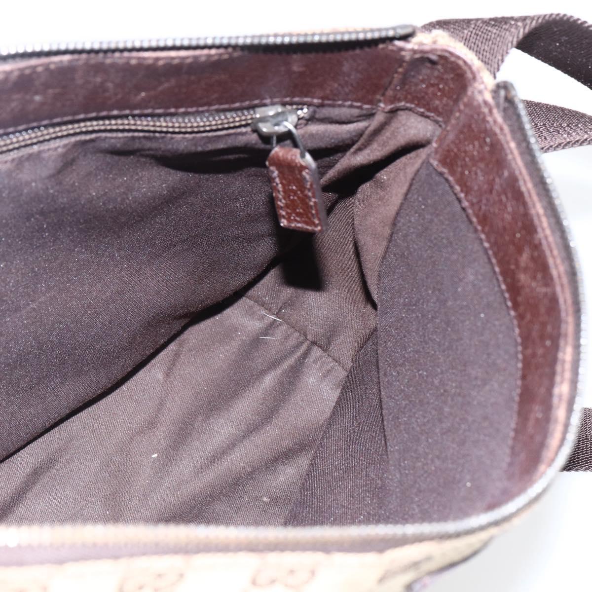 GUCCI GG Canvas Shoulder Bag Beige Silver 114273 Auth fm5091