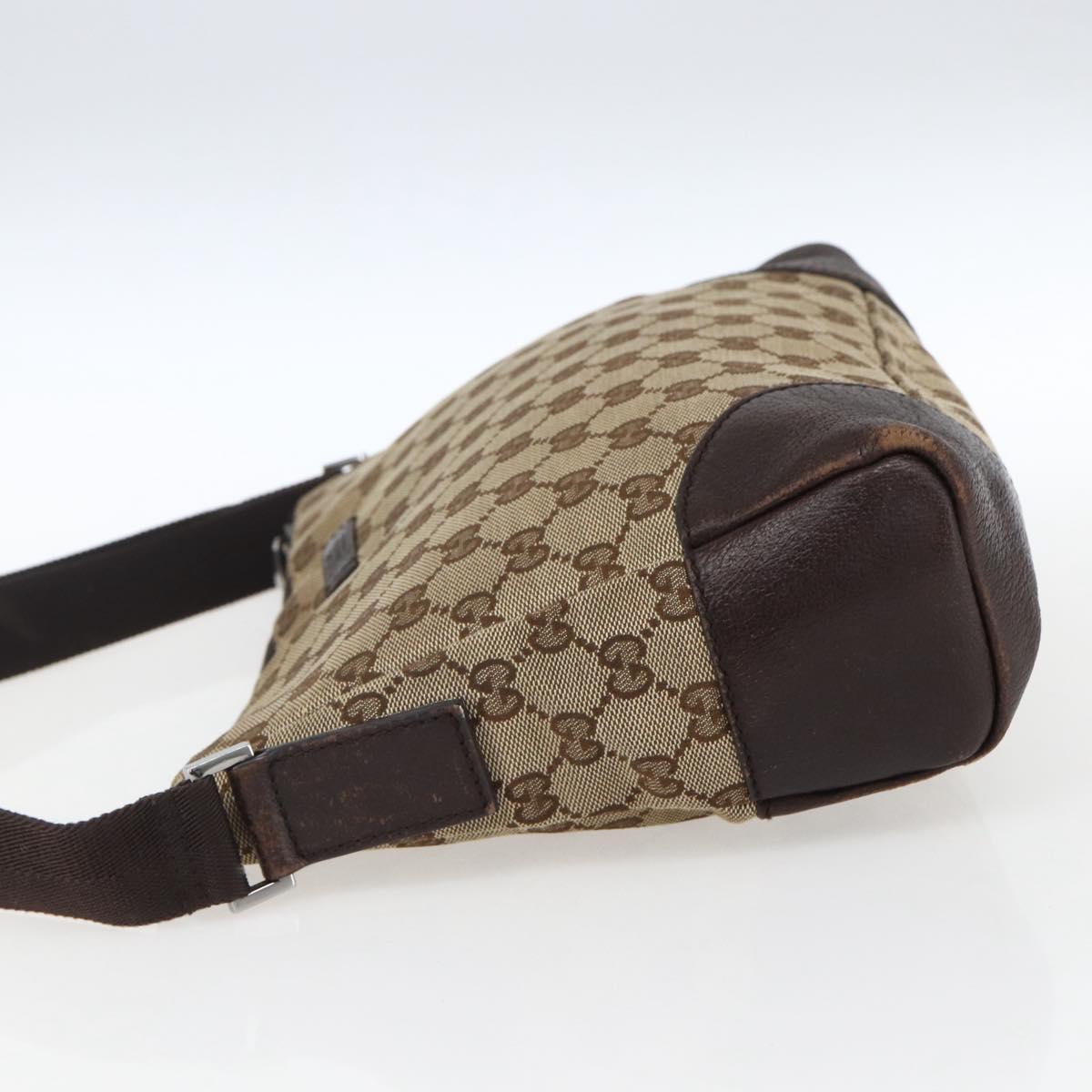 GUCCI GG Canvas Shoulder Bag Beige Silver 114273 Auth fm5091