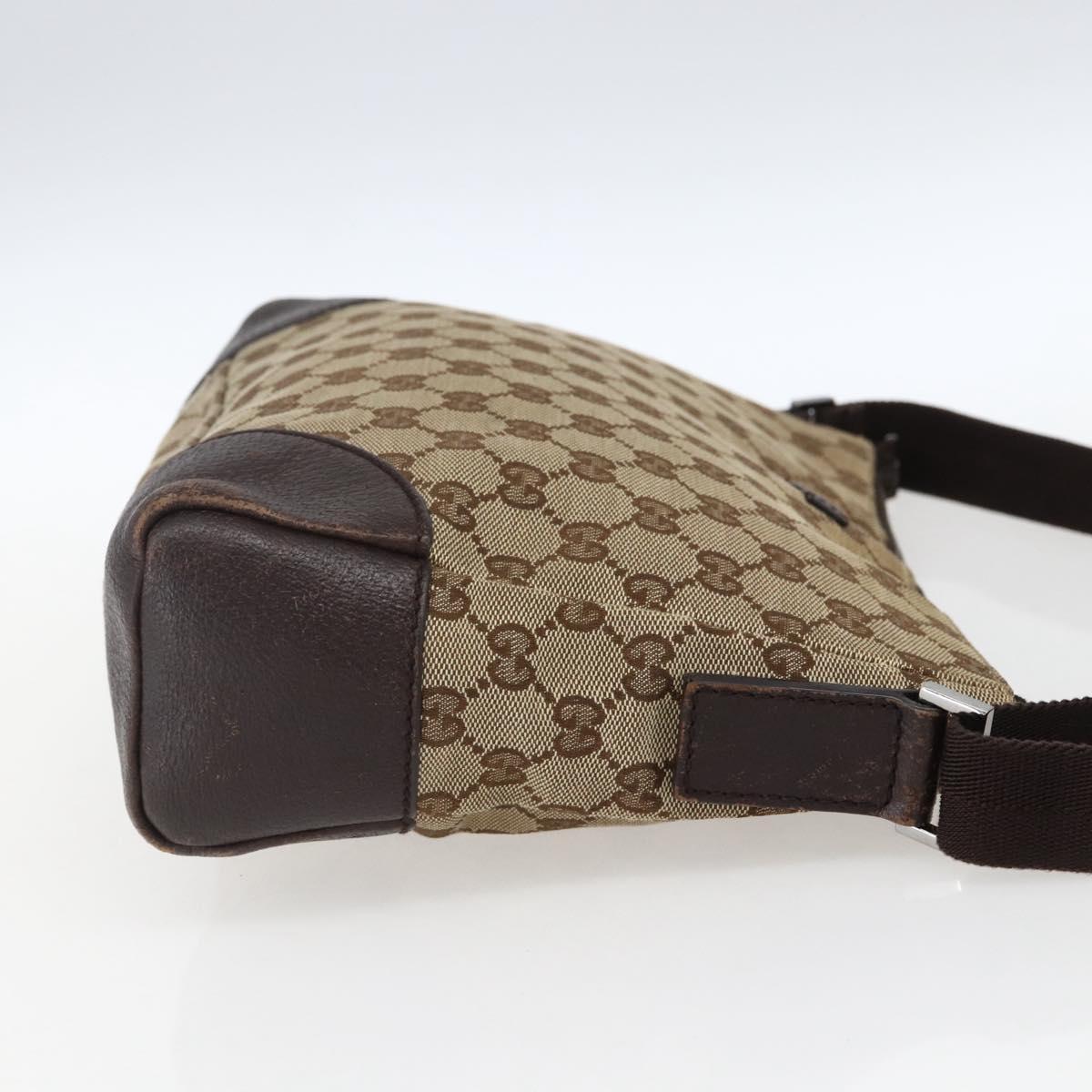 GUCCI GG Canvas Shoulder Bag Beige Silver 114273 Auth fm5091