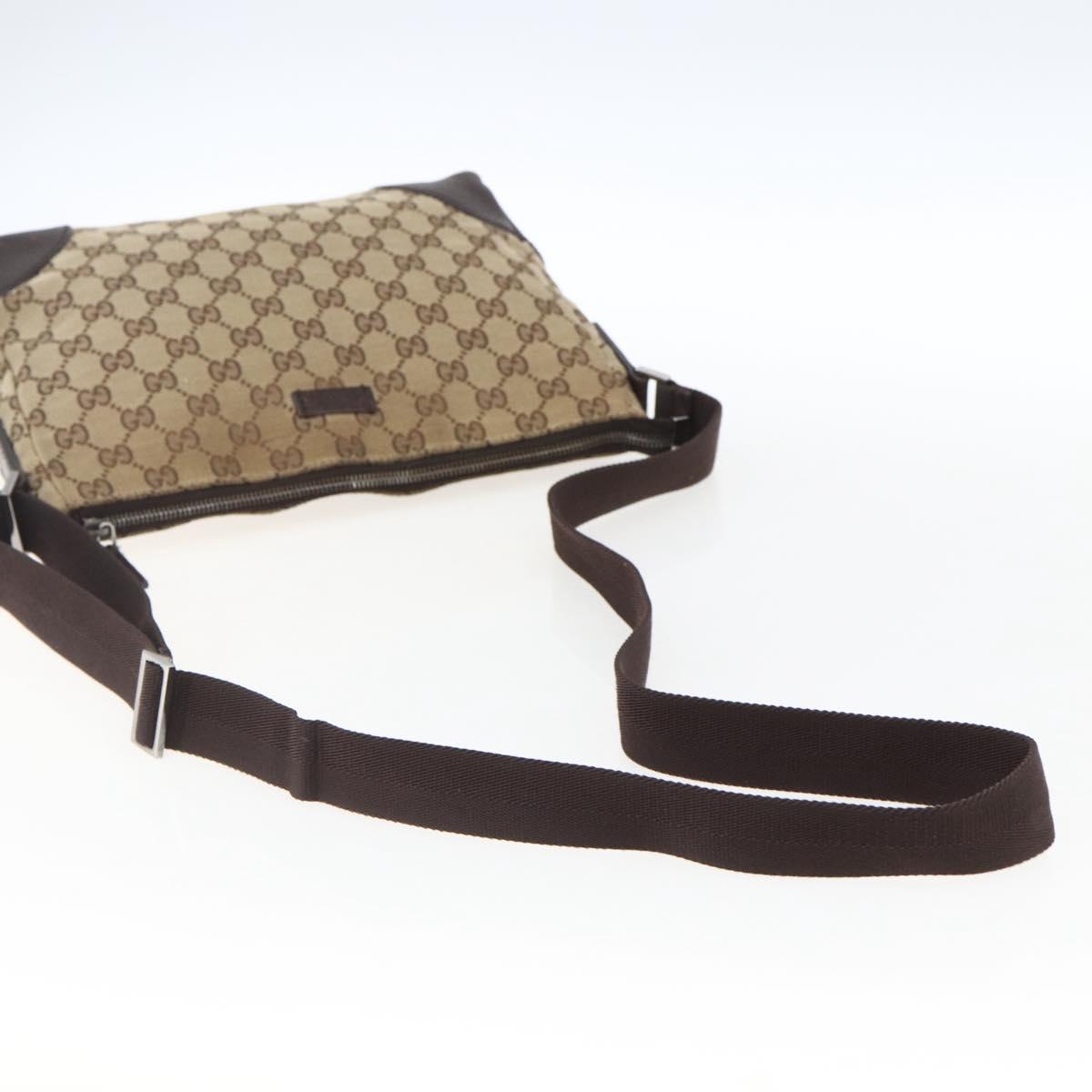 GUCCI GG Canvas Shoulder Bag Beige Silver 114273 Auth fm5091