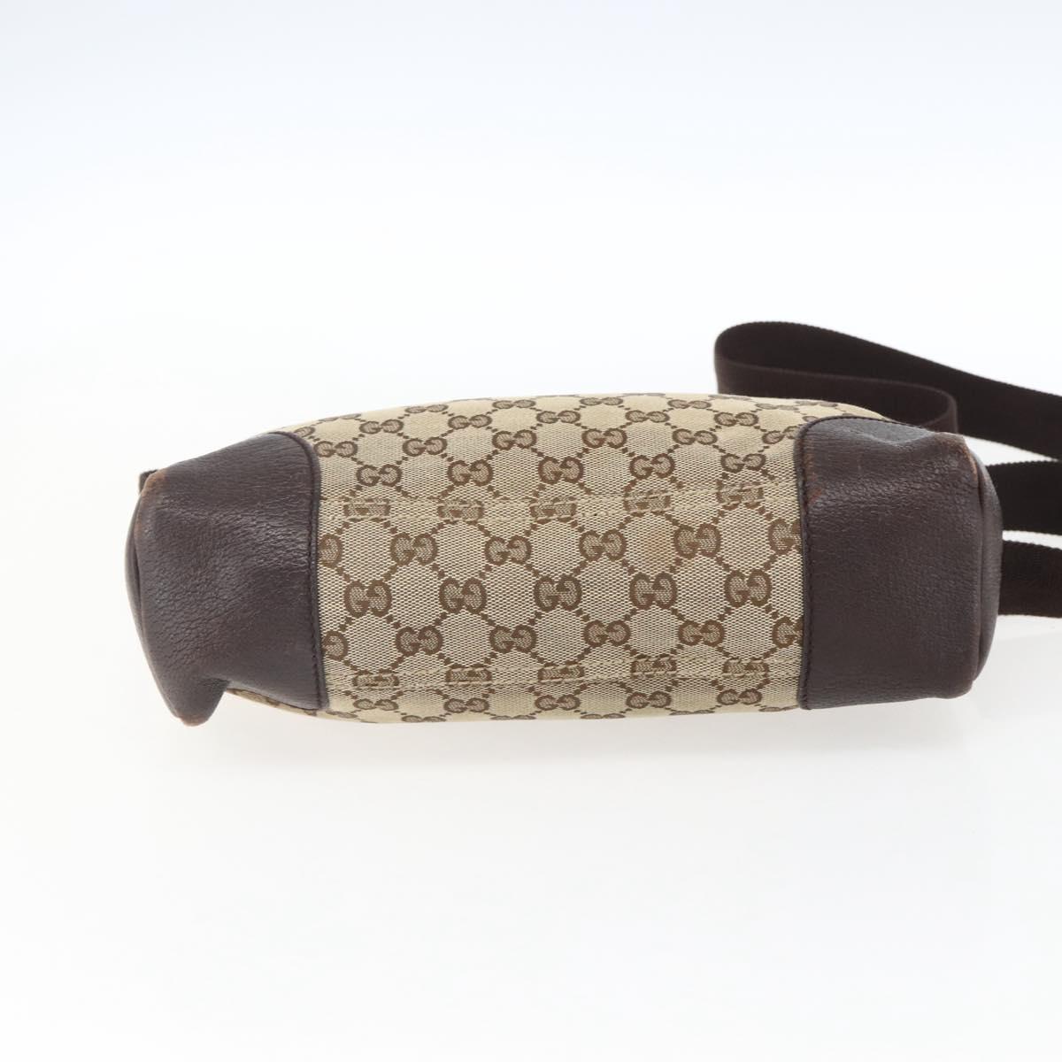 GUCCI GG Canvas Shoulder Bag Beige Silver 114273 Auth fm5091