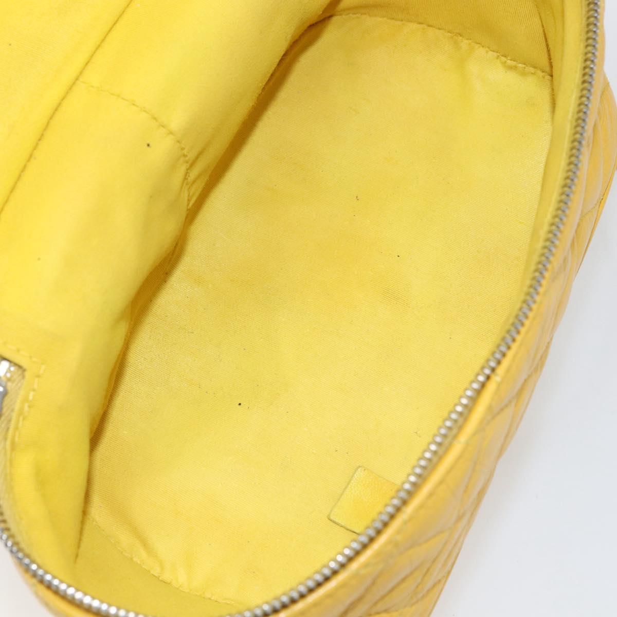 CHANEL Matelasse Chain Aquarium Backpack Leather Vinyl Yellow CC Auth fm5093V