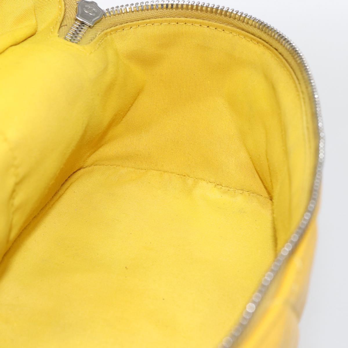 CHANEL Matelasse Chain Aquarium Backpack Leather Vinyl Yellow CC Auth fm5093V