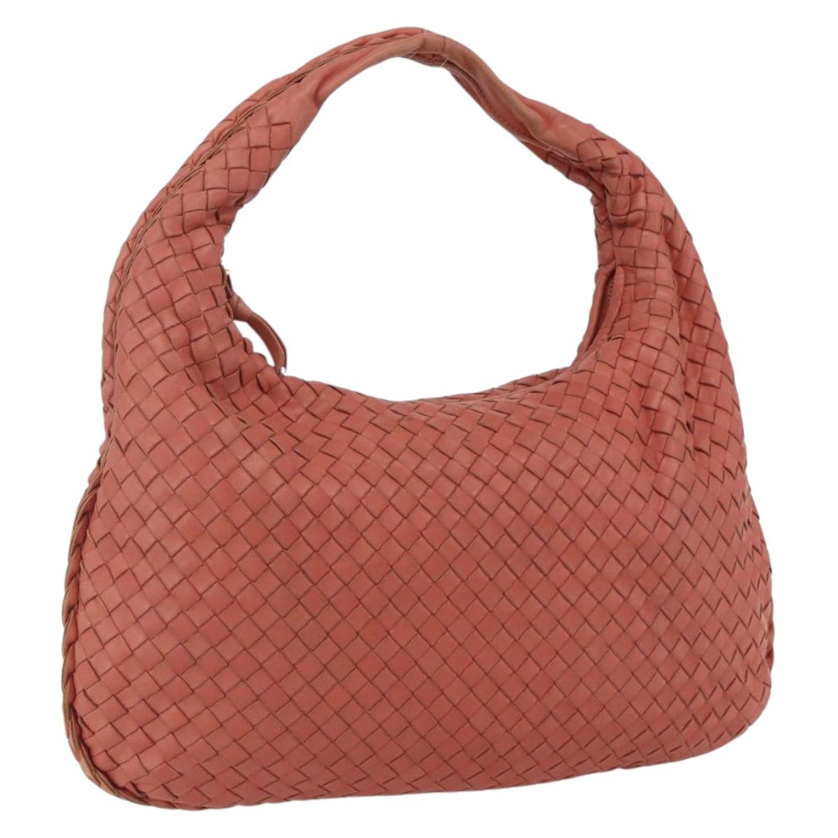 BOTTEGA VENETA INTRECCIATO Hobo Shoulder Bag Leather Outlet Pink Auth fm5096