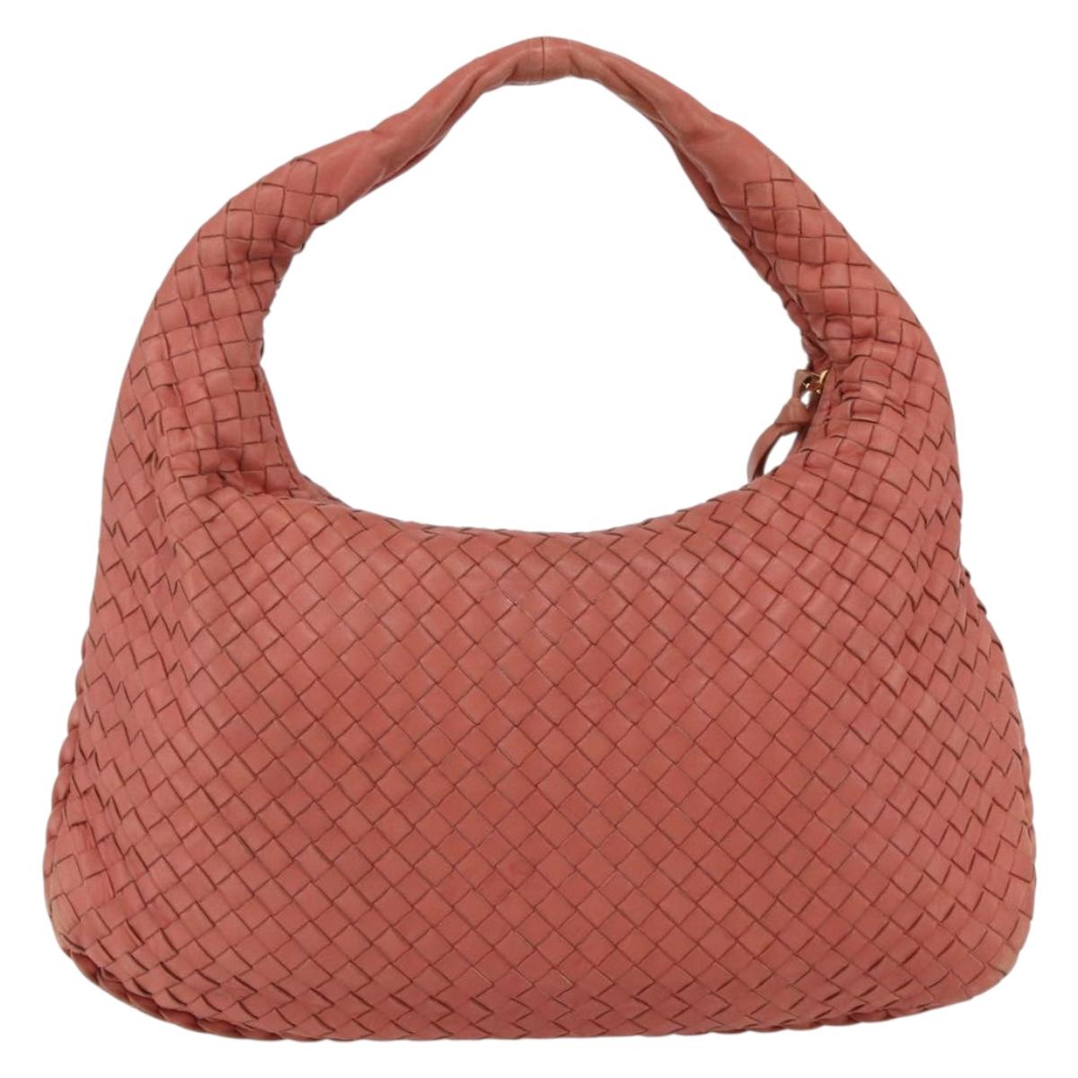 BOTTEGA VENETA INTRECCIATO Hobo Shoulder Bag Leather Outlet Pink Auth fm5096