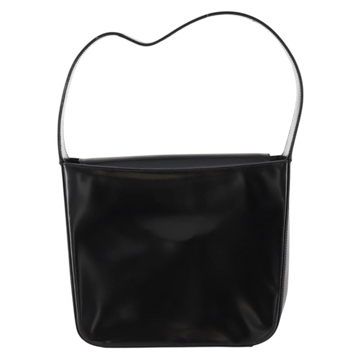 GUCCI Interlocking Bag Patent leather Black Silver 000 2023 0506 Auth fm5110