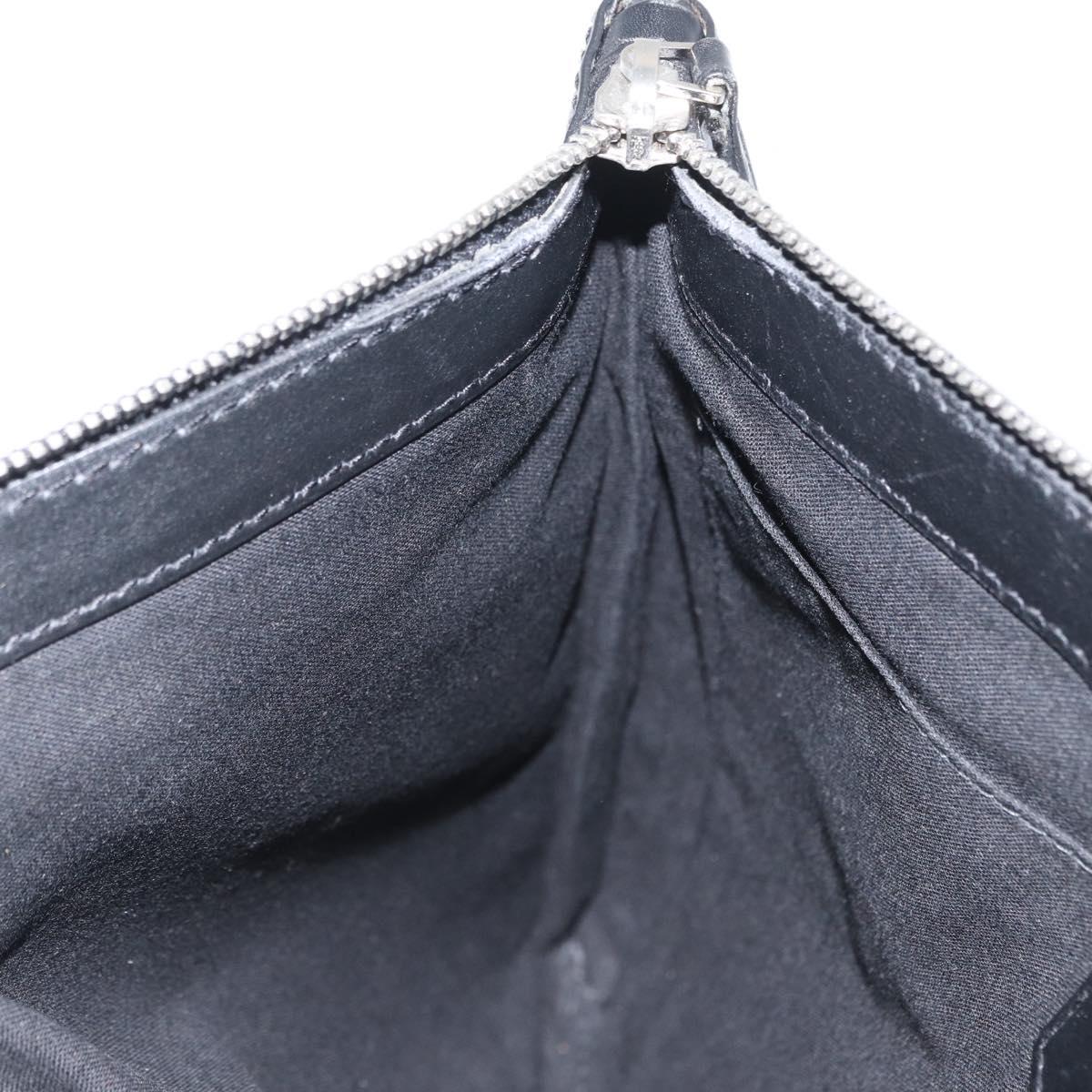 BALENCIAGA Navy clip M Clutch Bag Canvas Leather Beige Black 373834 Auth fm5111