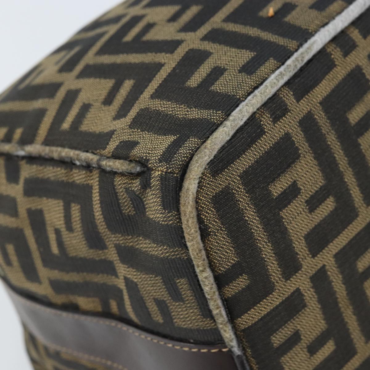 FENDI Zucca Canvas Vanity Hand Bag Black Brown gold Auth fm5114