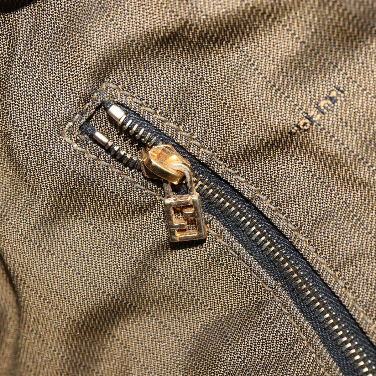 FENDI Zucca Canvas Vanity Hand Bag Black Brown gold Auth fm5114