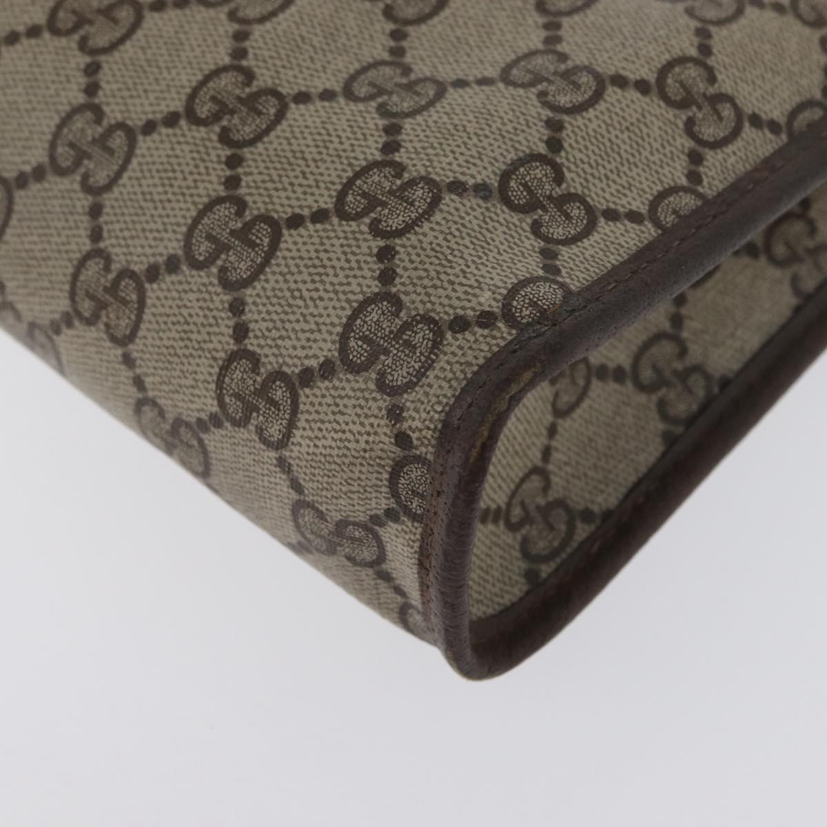 GUCCI GG Supreme Clutch Bag PVC Beige Gold 156 01 061 Auth fm5115