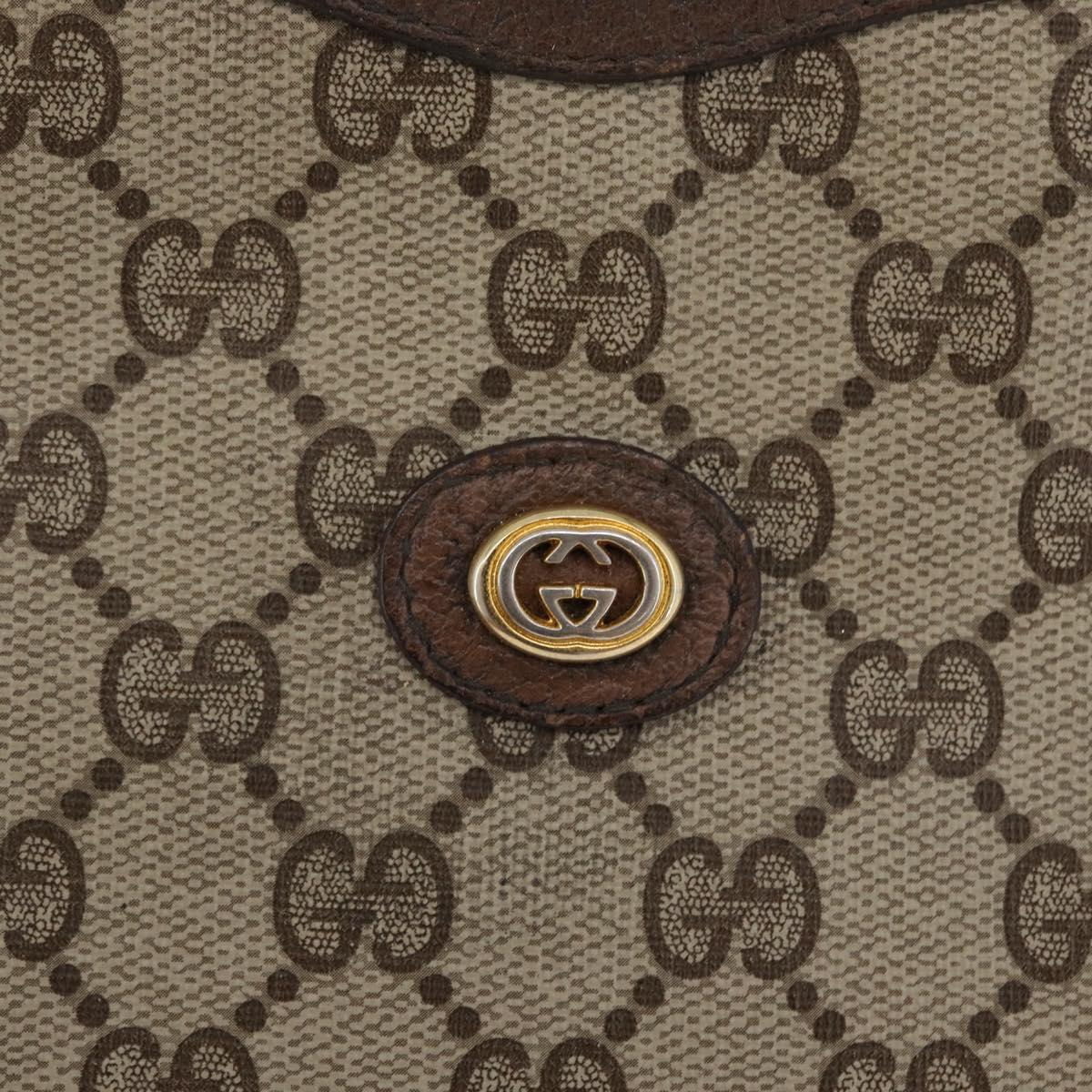 GUCCI GG Supreme Clutch Bag PVC Beige Gold 156 01 061 Auth fm5115