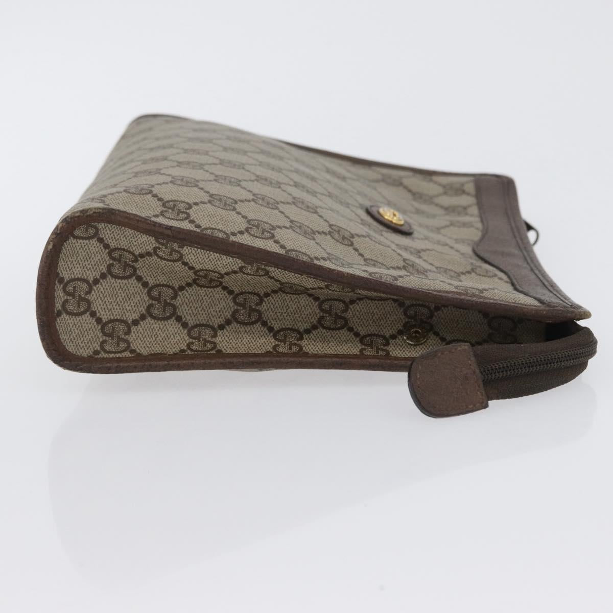 GUCCI GG Supreme Clutch Bag PVC Beige Gold 156 01 061 Auth fm5115