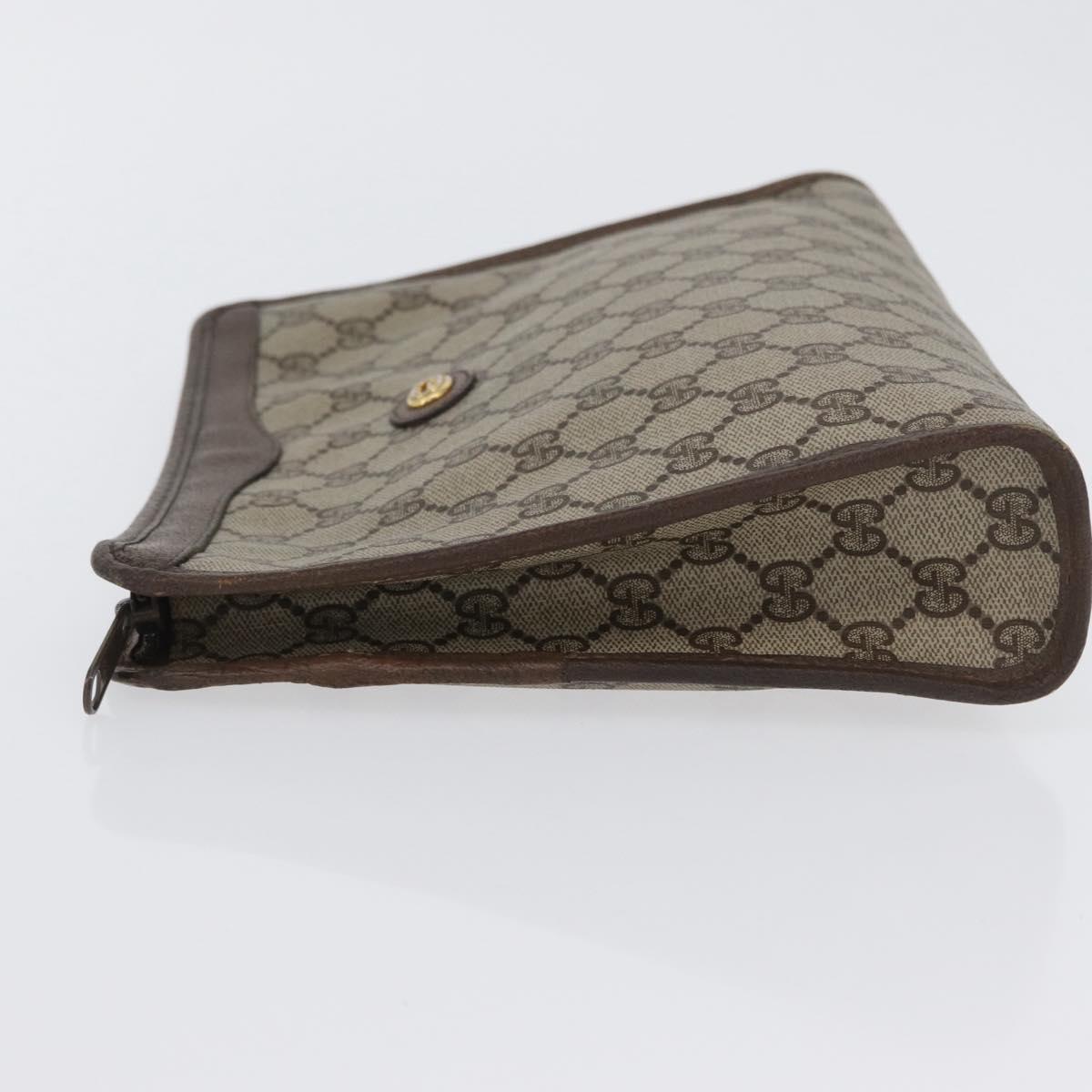 GUCCI GG Supreme Clutch Bag PVC Beige Gold 156 01 061 Auth fm5115