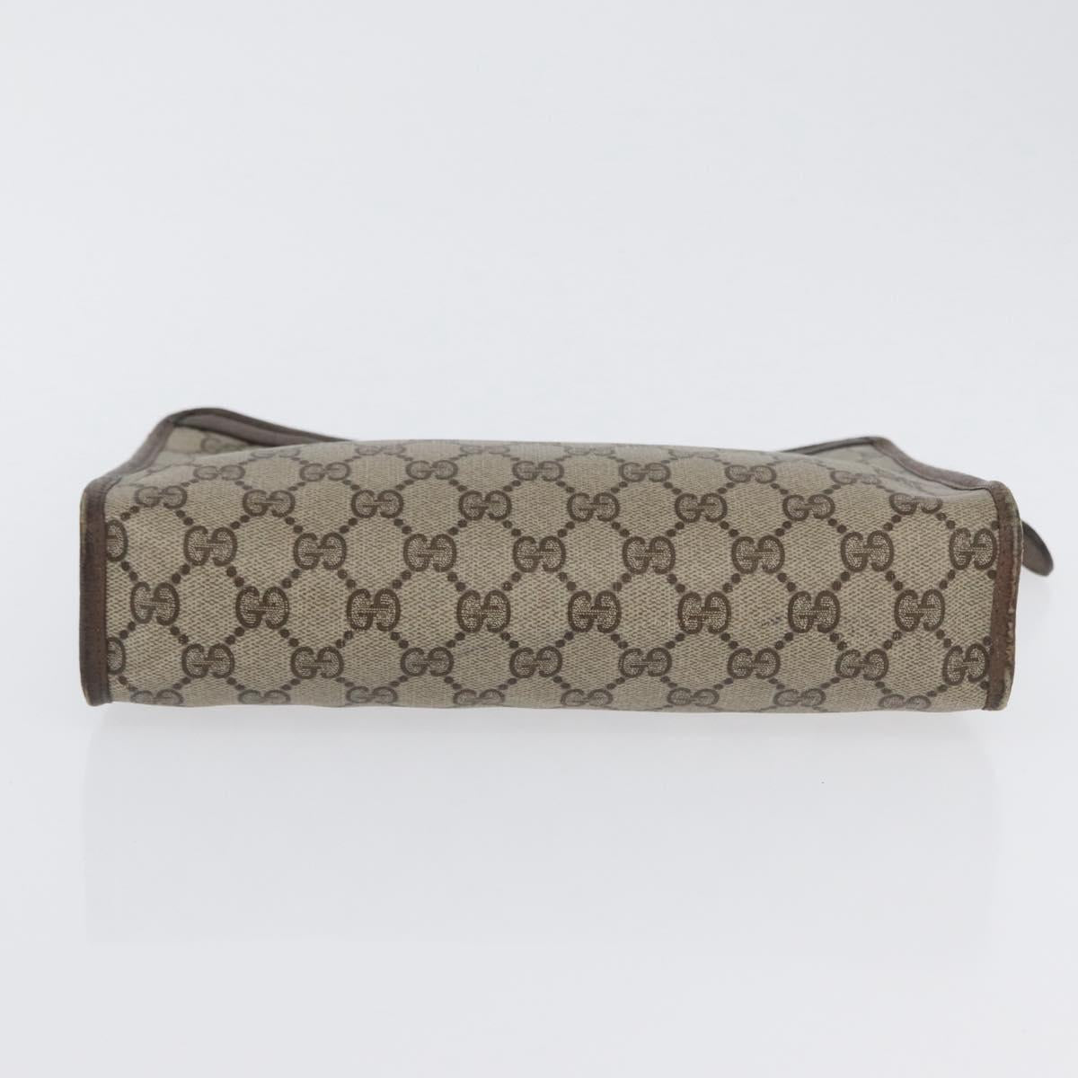 GUCCI GG Supreme Clutch Bag PVC Beige Gold 156 01 061 Auth fm5115