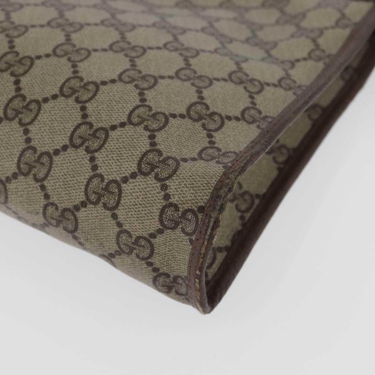 GUCCI GG Supreme Clutch Bag PVC Beige Gold 156 01 061 Auth fm5115