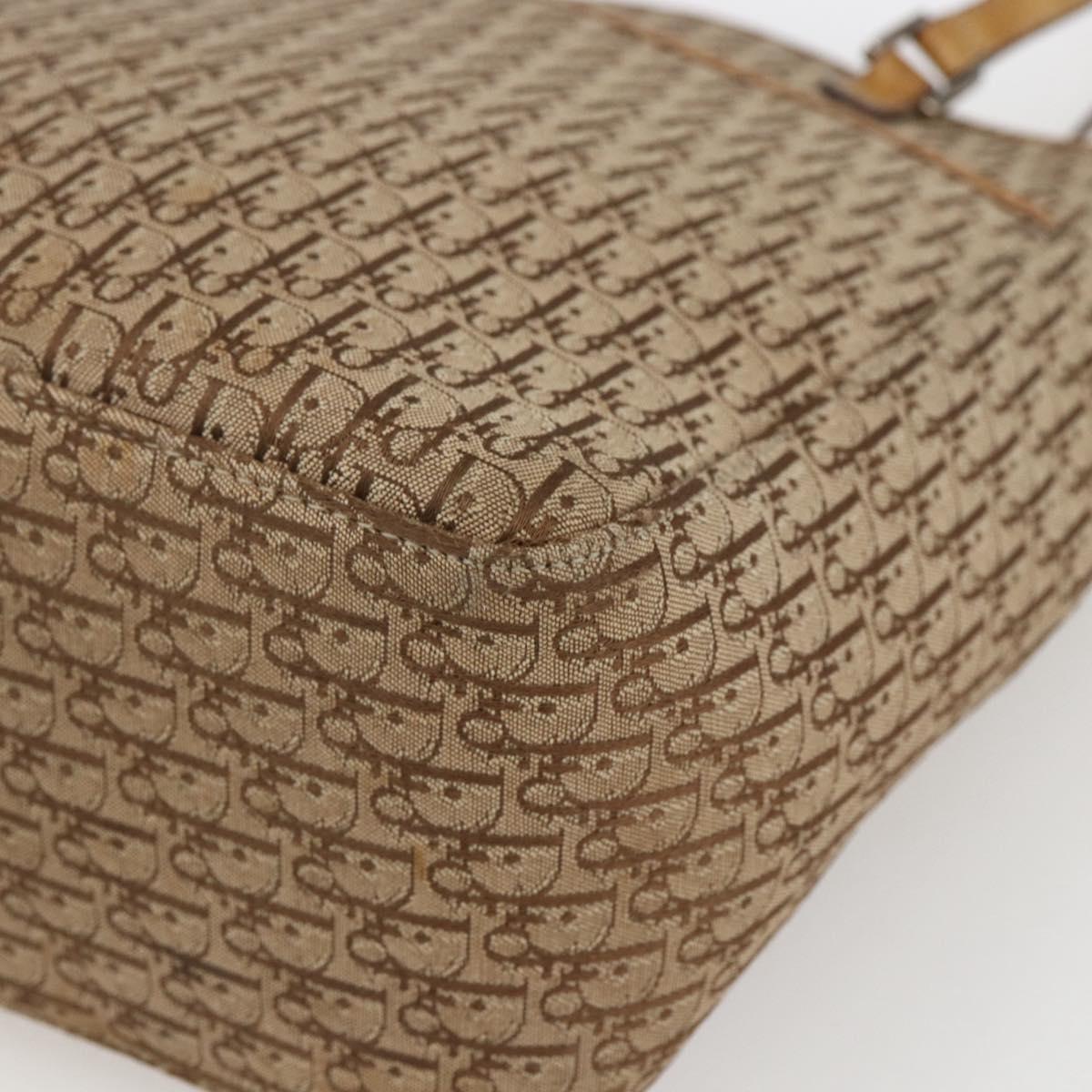 Christian Dior Trotter Canvas Tote Bag Beige Silver Auth fm5121
