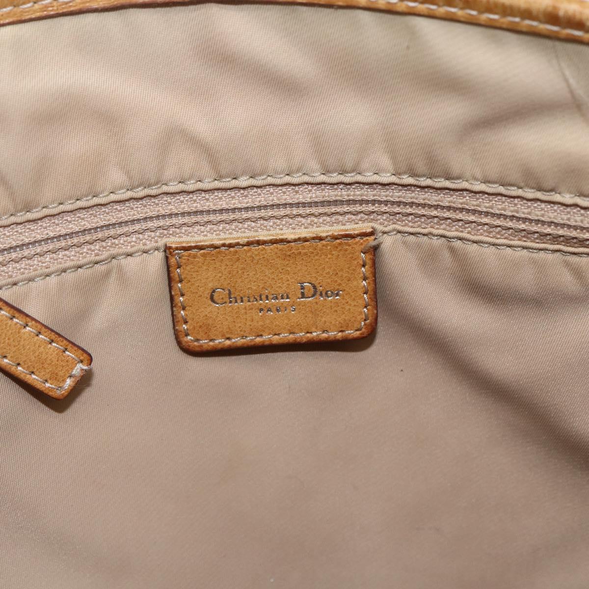 Christian Dior Trotter Canvas Tote Bag Beige Silver Auth fm5121