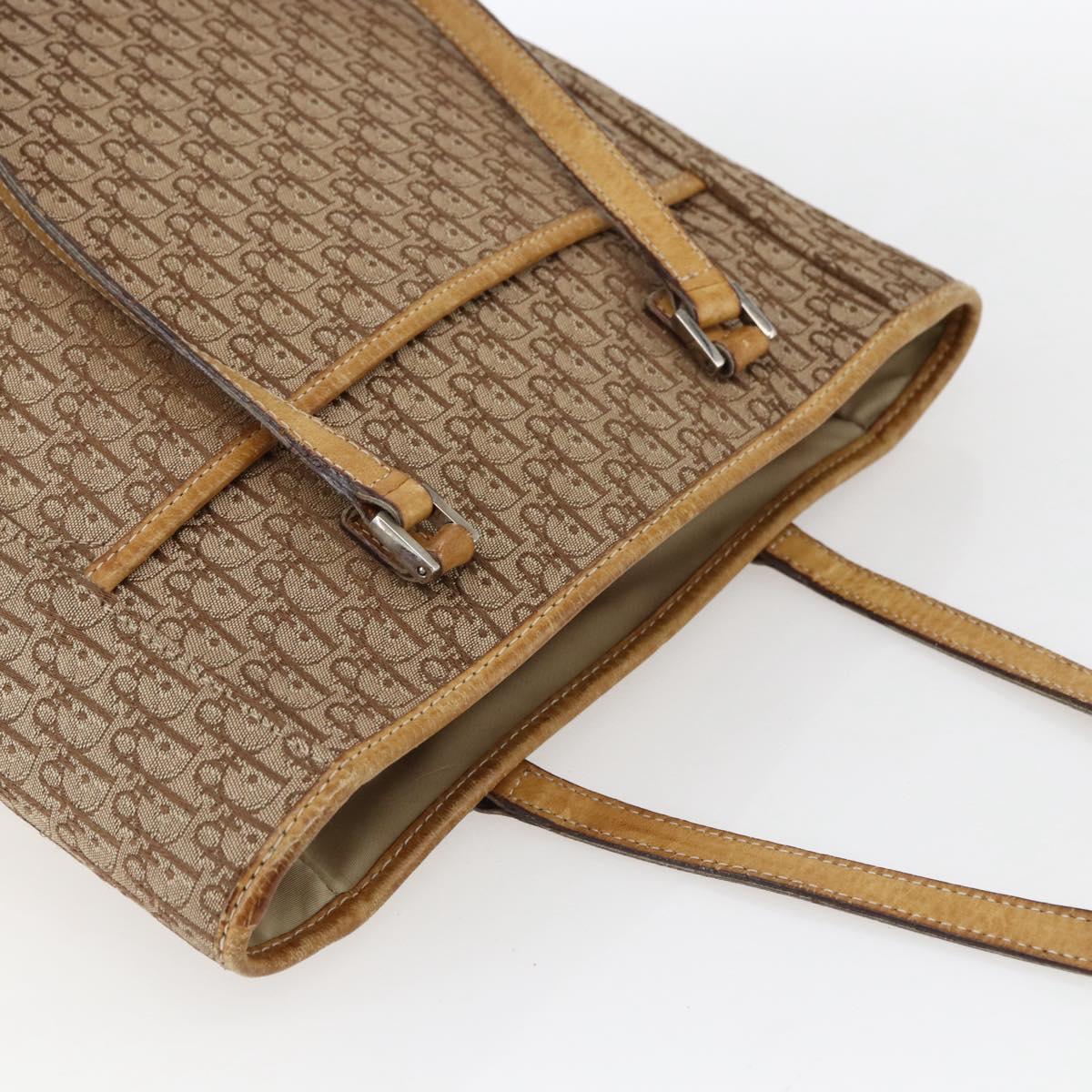 Christian Dior Trotter Canvas Tote Bag Beige Silver Auth fm5121