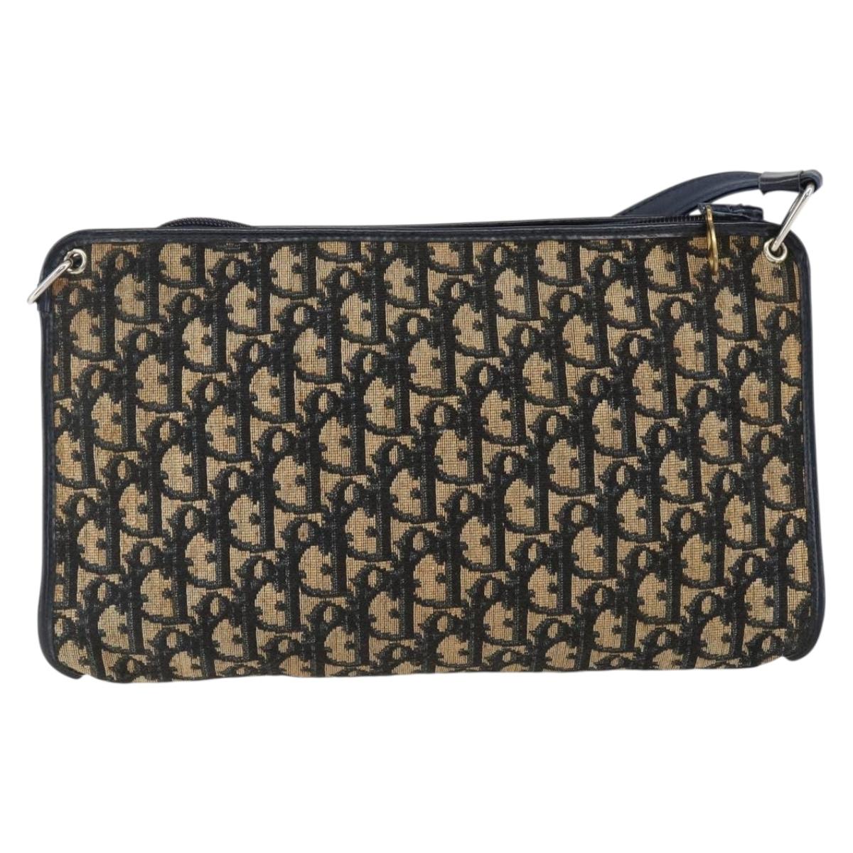 Christian Dior Trotter Canvas Oblique Rabbit Mini Roller Bag Navy Auth fm5123