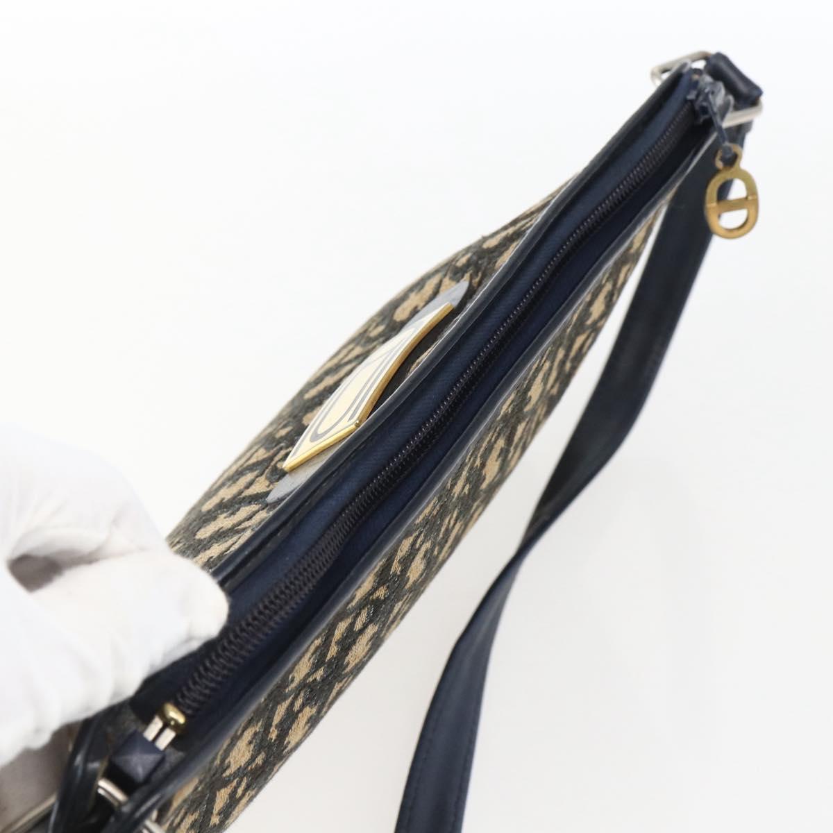 Christian Dior Trotter Canvas Oblique Rabbit Mini Roller Bag Navy Auth fm5123