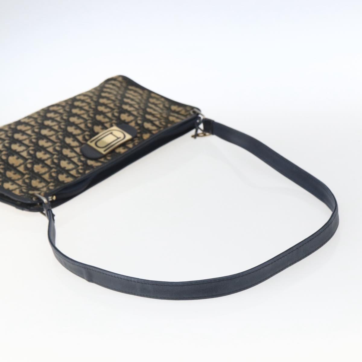 Christian Dior Trotter Canvas Oblique Rabbit Mini Roller Bag Navy Auth fm5123