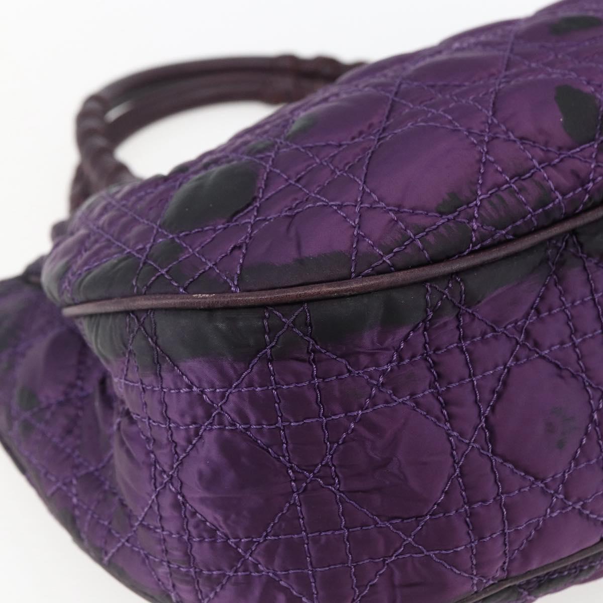 Christian Dior Canage Hand Bag Nylon Purple Silver Auth fm5125