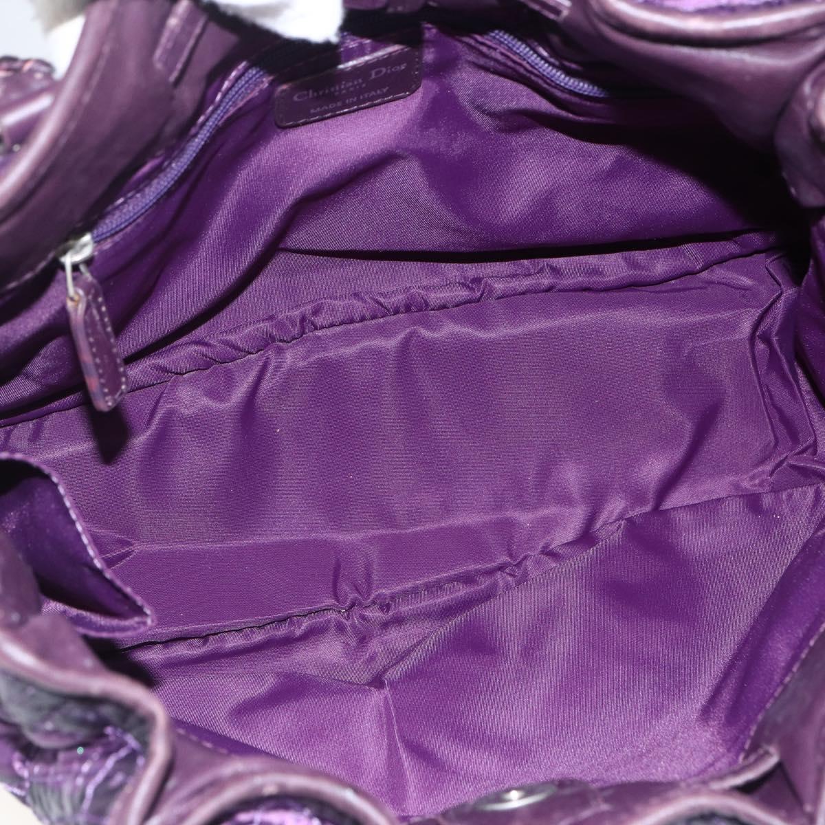 Christian Dior Canage Hand Bag Nylon Purple Silver Auth fm5125