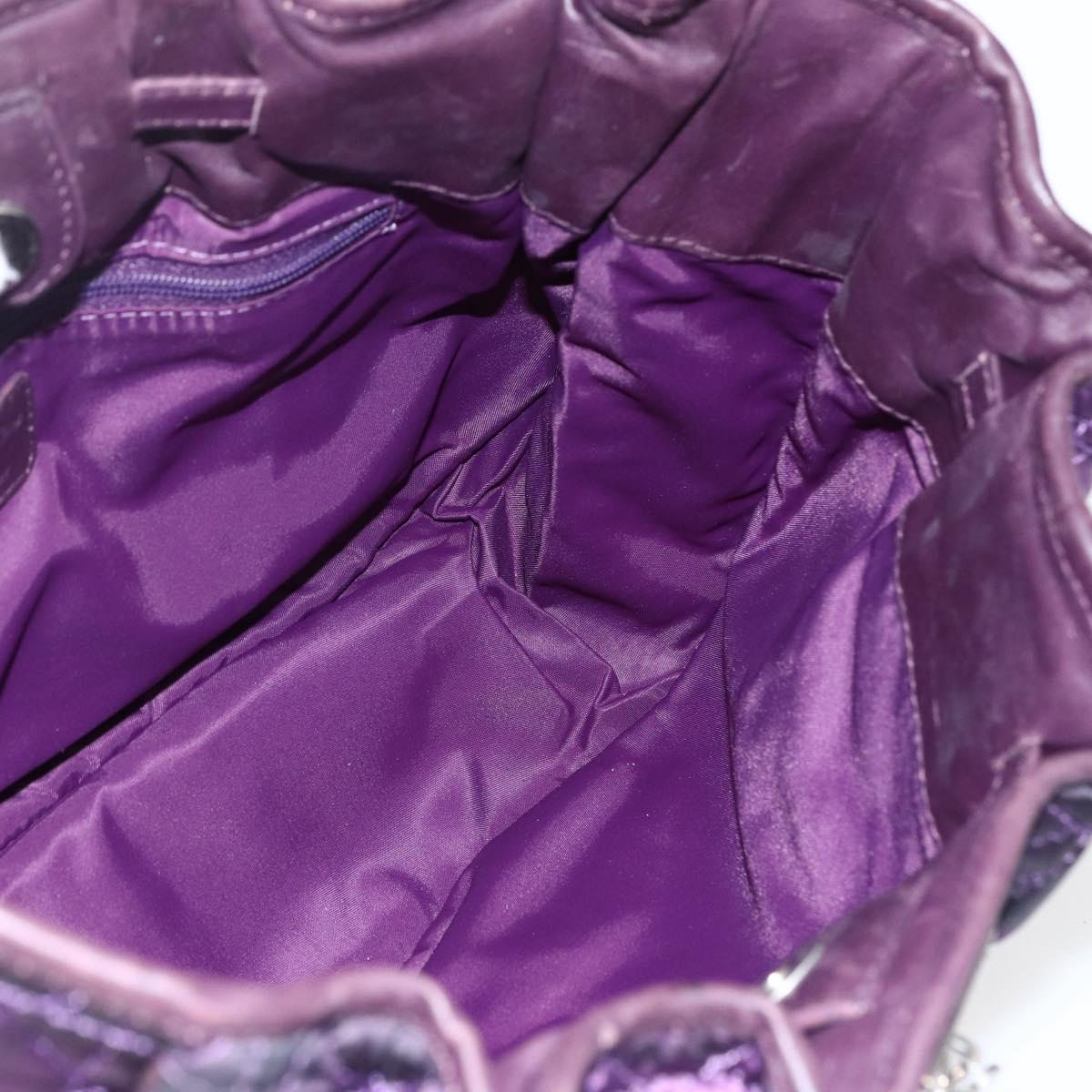 Christian Dior Canage Hand Bag Nylon Purple Silver Auth fm5125