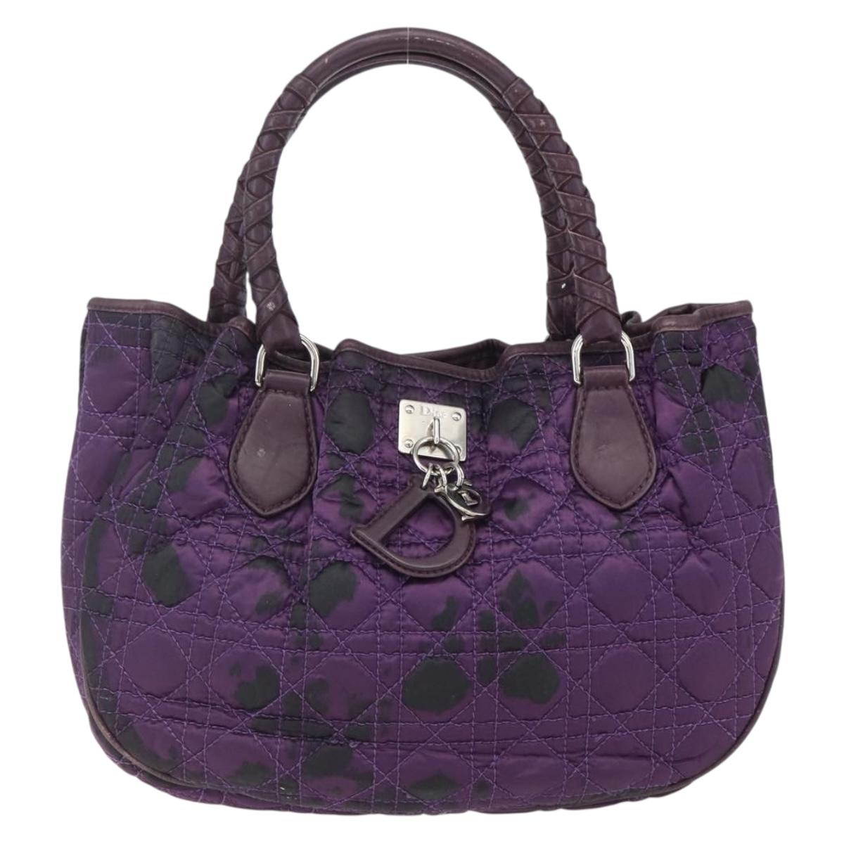 Christian Dior Canage Hand Bag Nylon Purple Silver Auth fm5125
