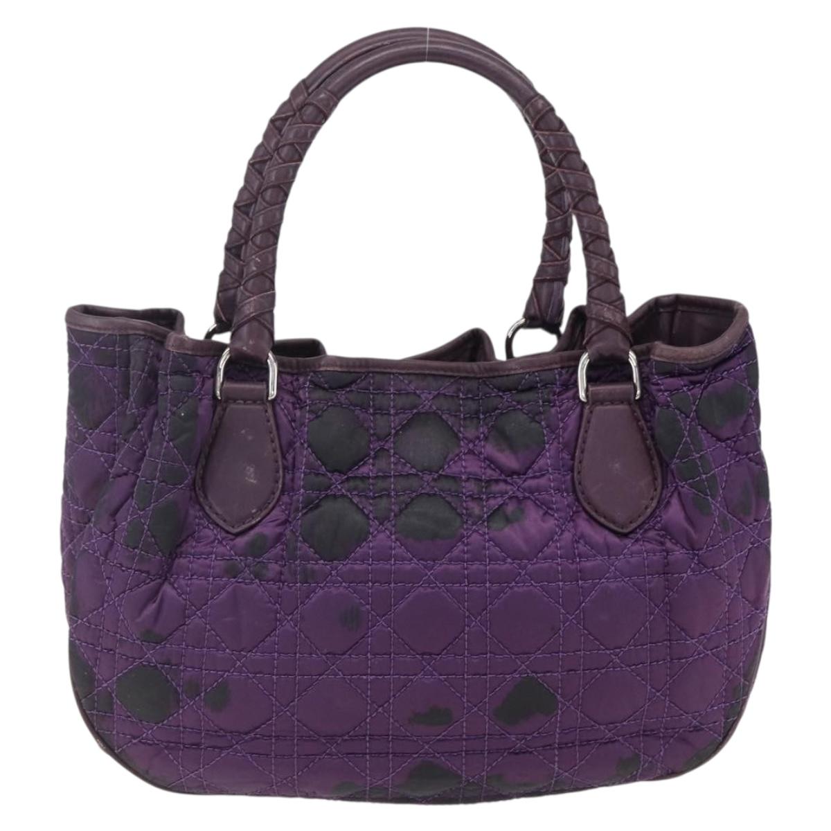 Christian Dior Canage Hand Bag Nylon Purple Silver Auth fm5125