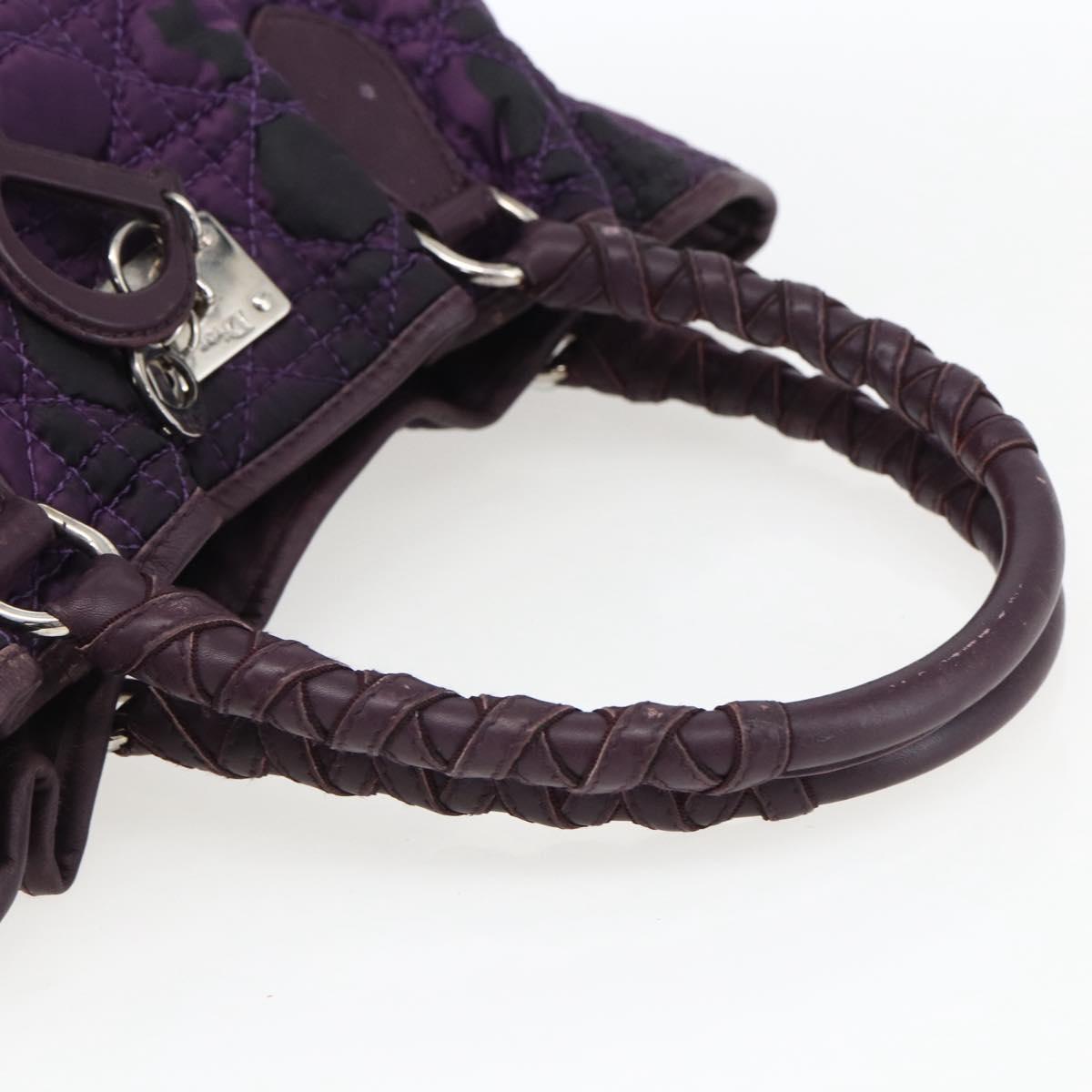 Christian Dior Canage Hand Bag Nylon Purple Silver Auth fm5125