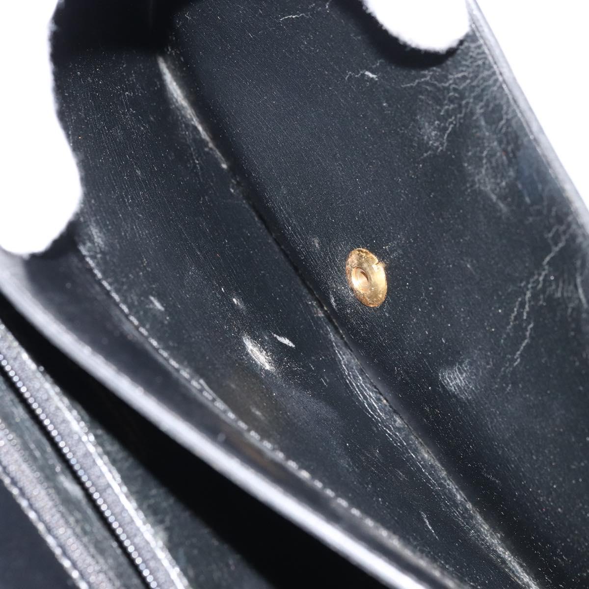 Christian Dior Shoulder Bag Leather Black Gold Auth fm5126
