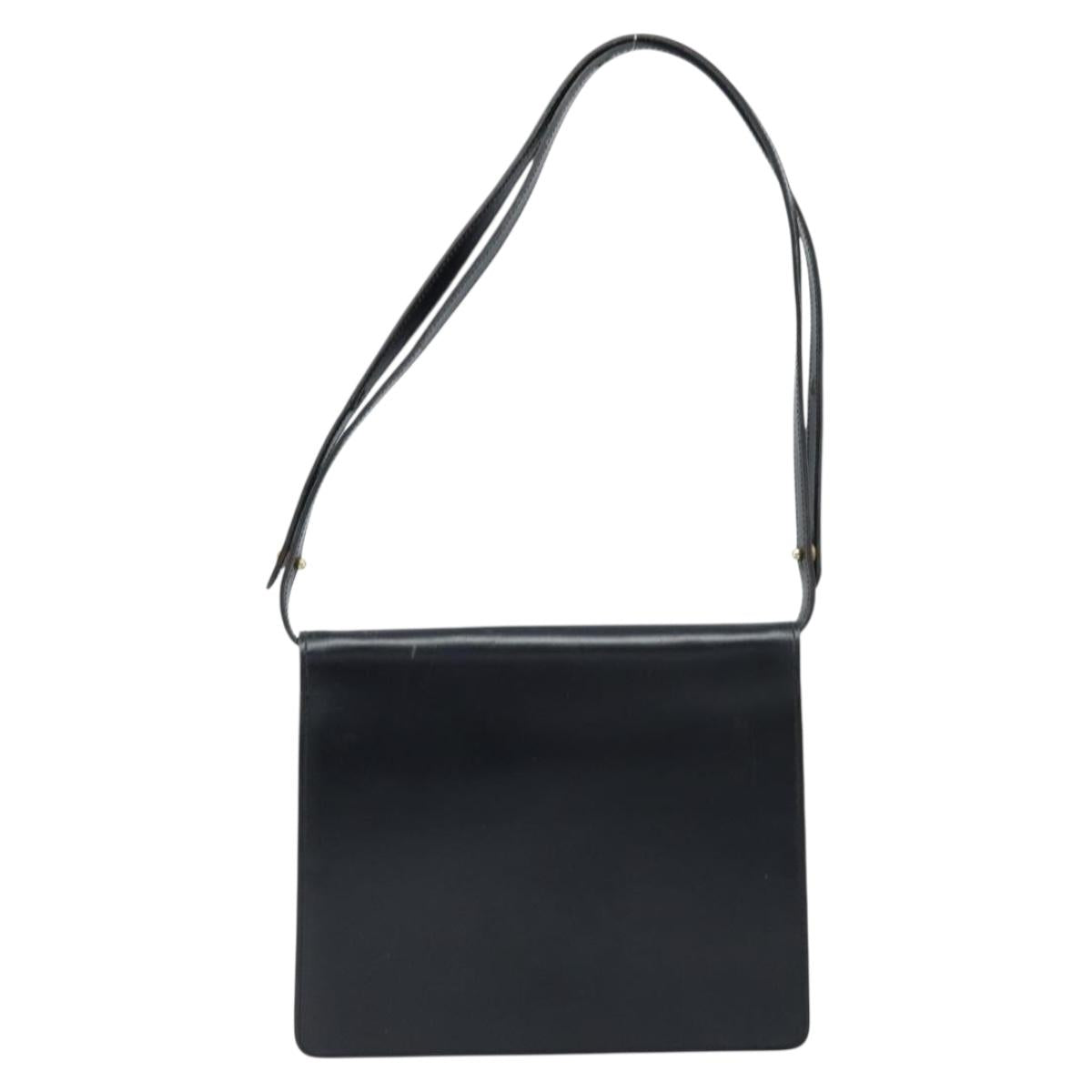 Christian Dior Shoulder Bag Leather Black Gold Auth fm5126