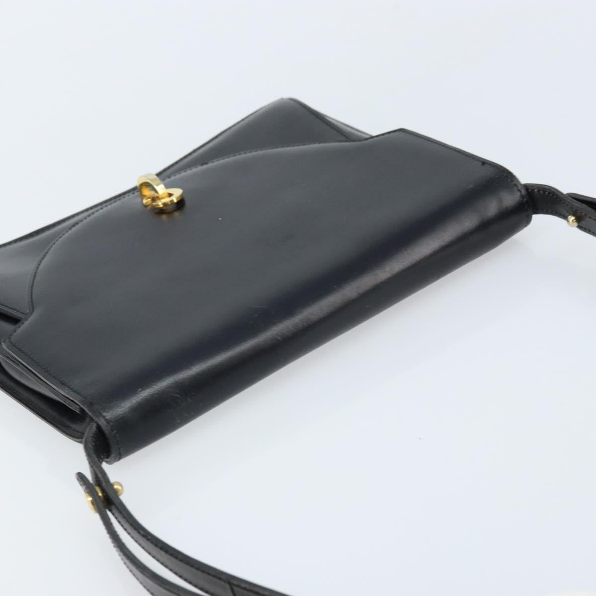 Christian Dior Shoulder Bag Leather Black Gold Auth fm5126