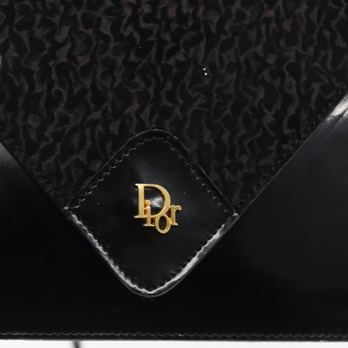 Christian Dior Shoulder Bag Leather Black Gold Auth fm5127