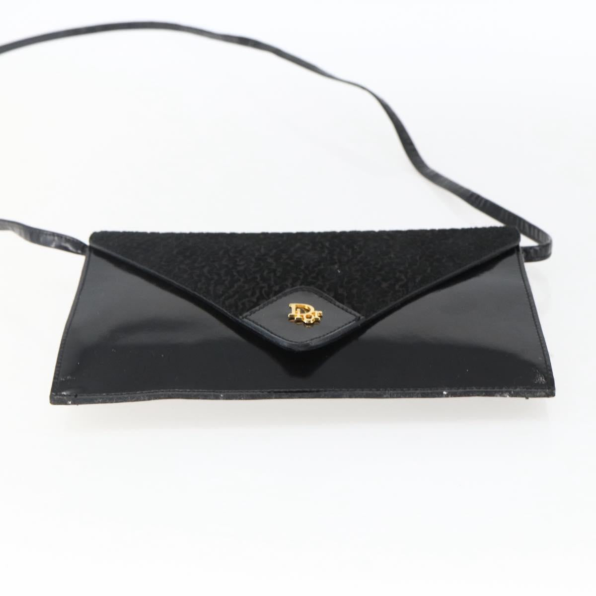 Christian Dior Shoulder Bag Leather Black Gold Auth fm5127