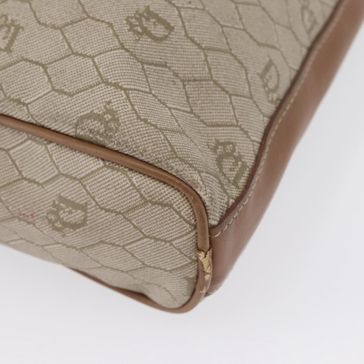 Christian Dior Honeycomb Canvas Clutch Bag PVC Beige Gold Auth fm5130