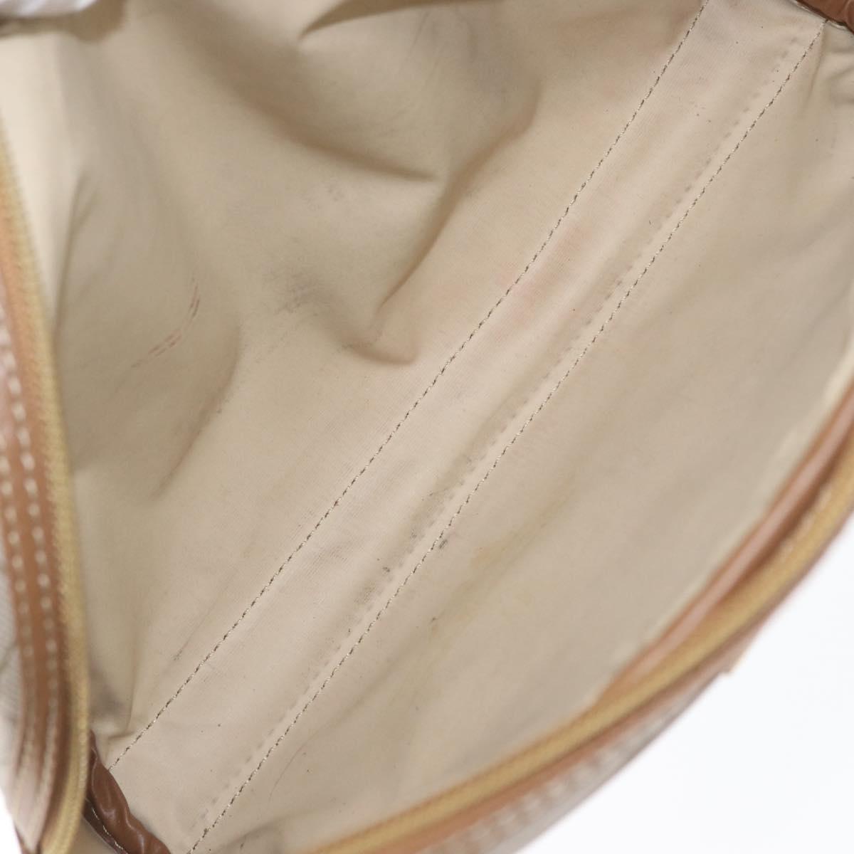 Christian Dior Honeycomb Canvas Clutch Bag PVC Beige Gold Auth fm5130