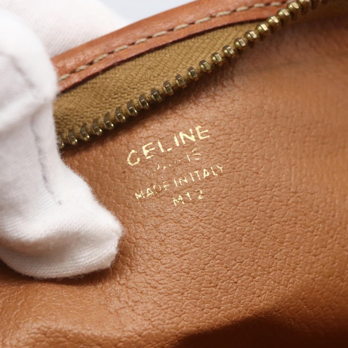 CELINE Macadam Canvas Clutch Bag PVC Leather Brown Gold Auth fm5133