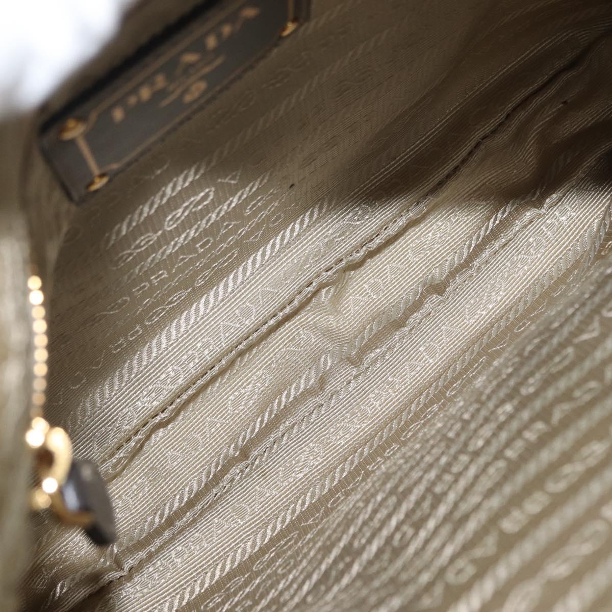 PRADA Shoulder Bag Nylon Leather Beige Gold Auth fm5136