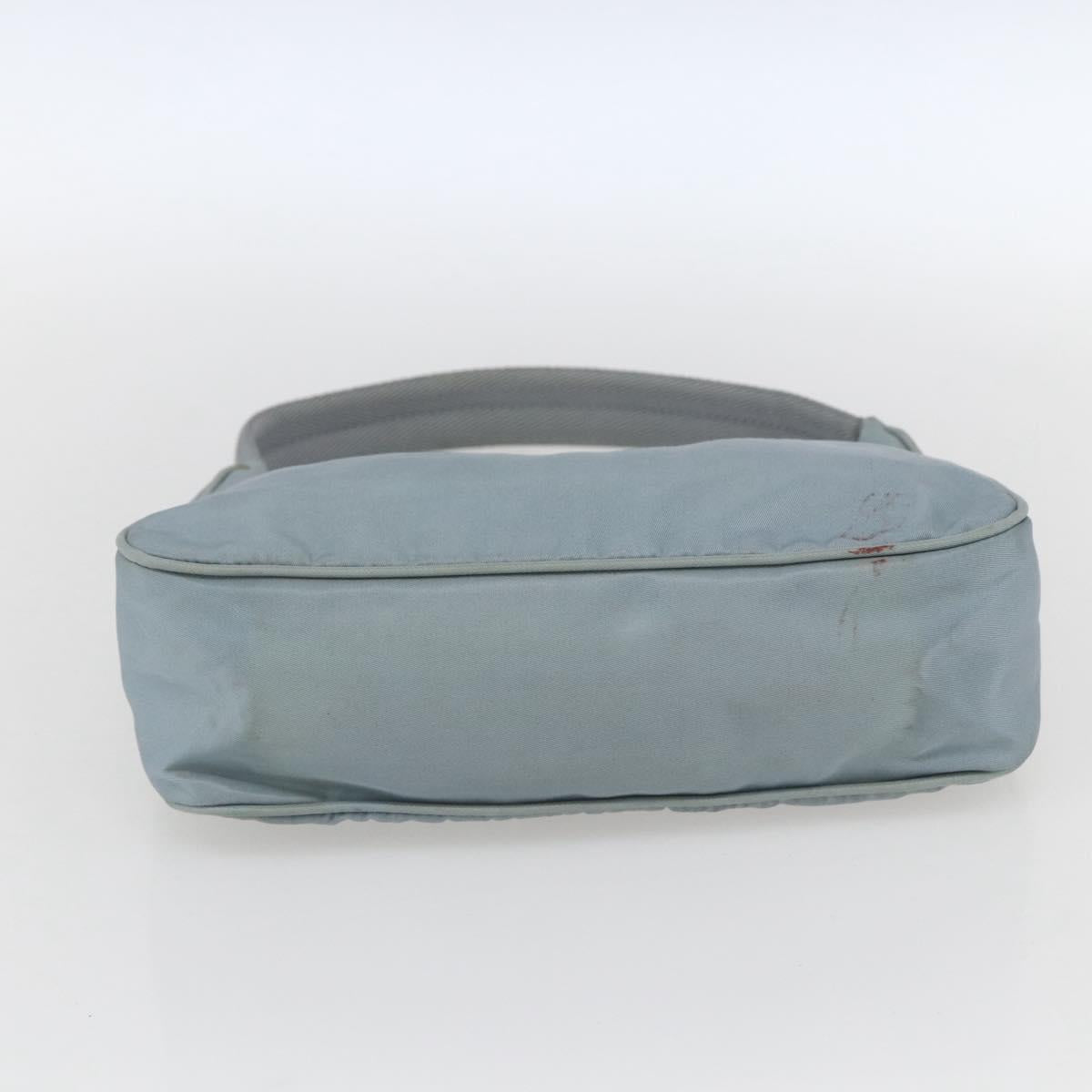 PRADA Hand Pouch Nylon Baby Blue Silver Auth fm5138