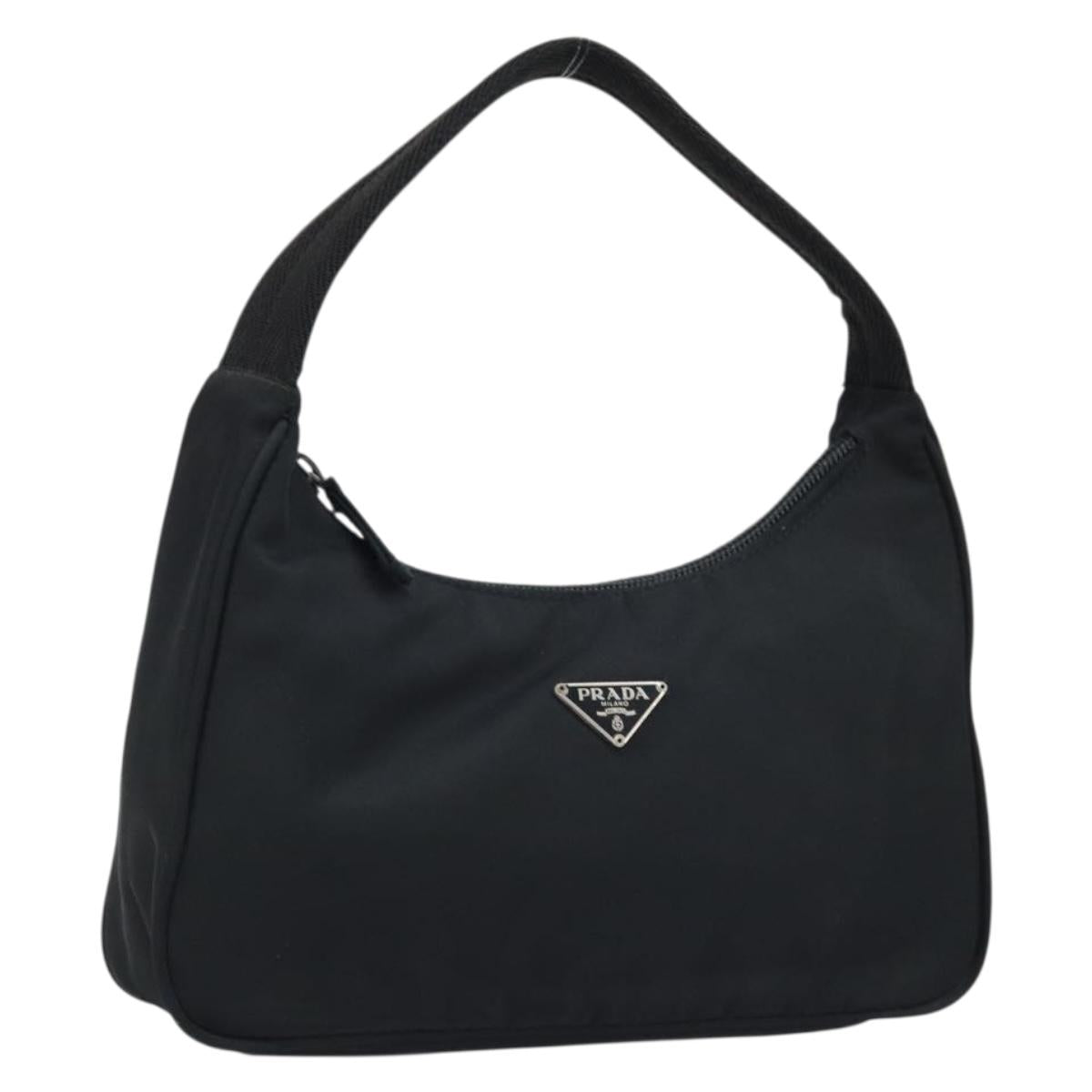 PRADA Hand pouch Hand Bag Nylon Black Silver Auth fm5139V