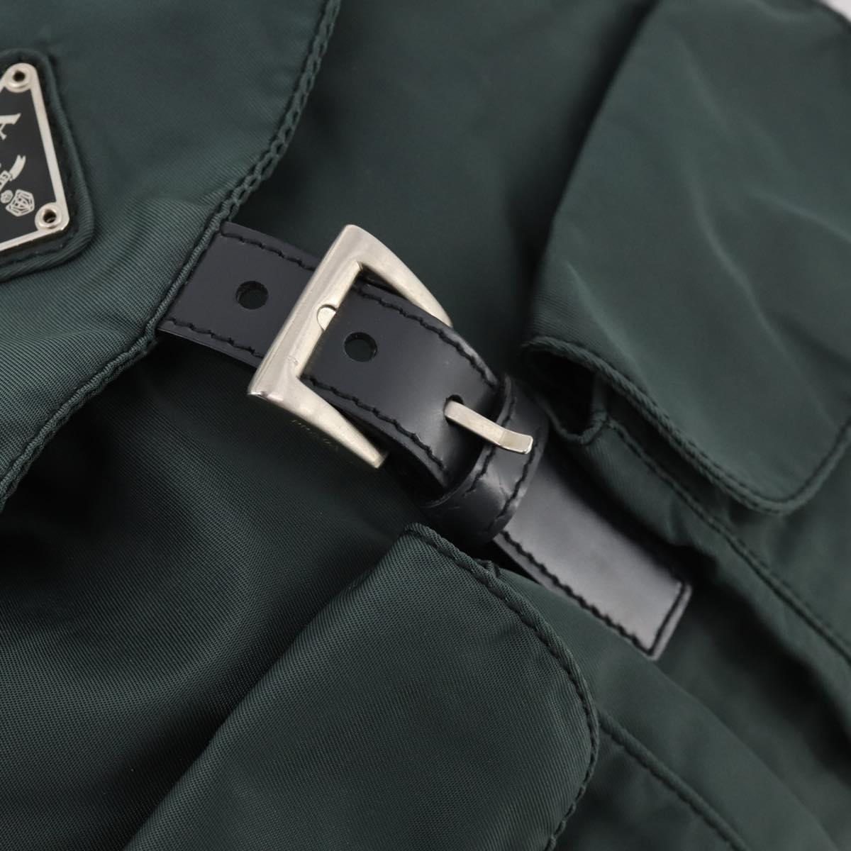 PRADA Backpack Nylon Green Silver Auth fm5140