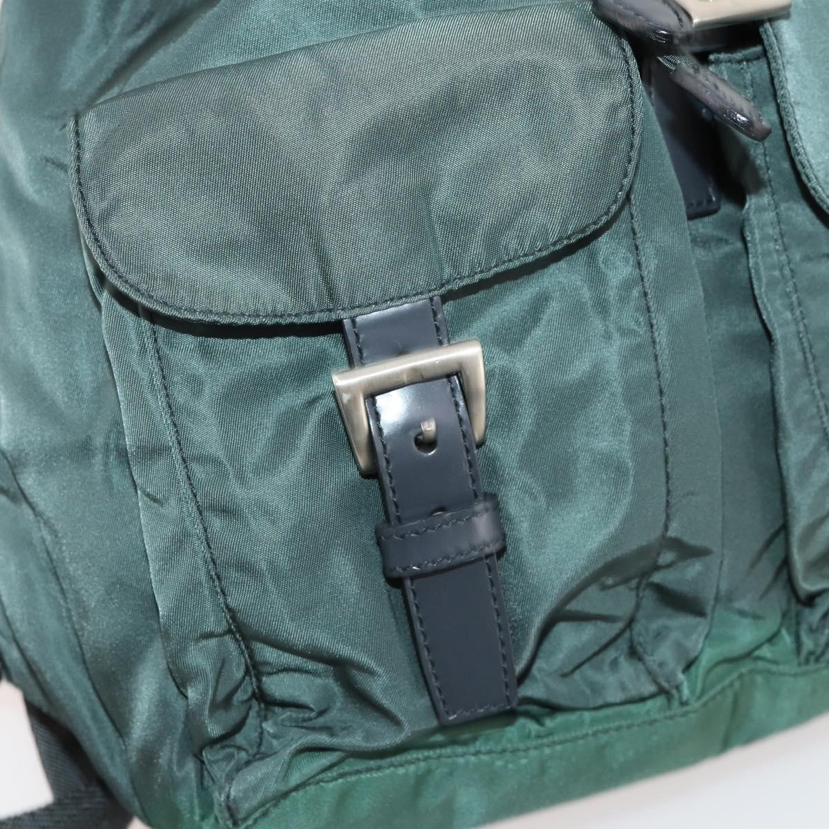 PRADA Backpack Nylon Green Silver Auth fm5140