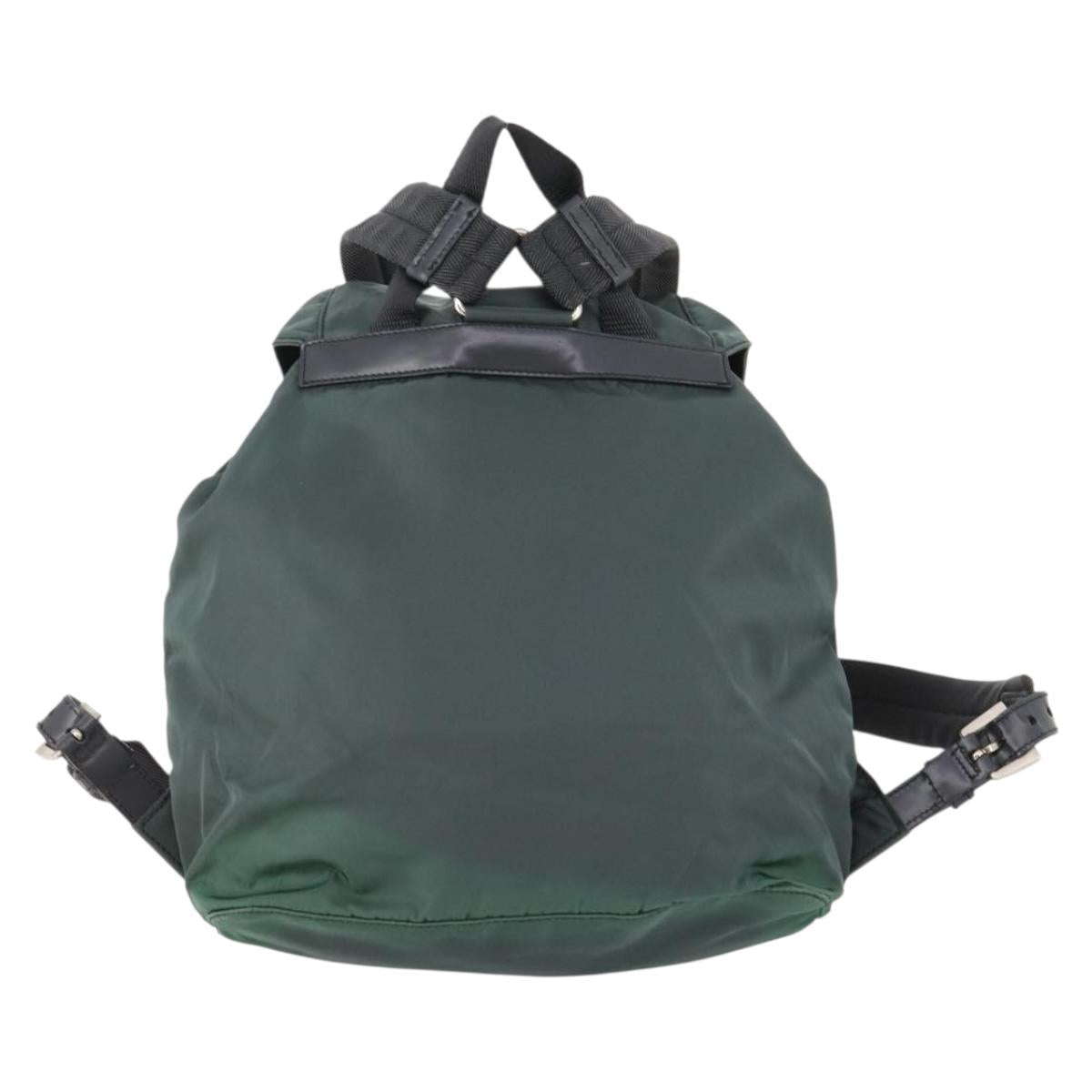 PRADA Backpack Nylon Green Silver Auth fm5140