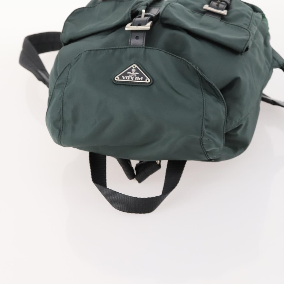PRADA Backpack Nylon Green Silver Auth fm5140