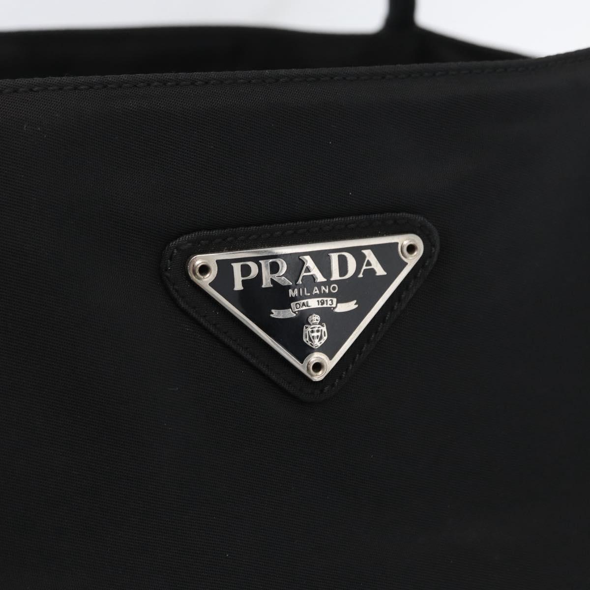 PRADA Tote Bag Nylon Black Silver Auth fm5142
