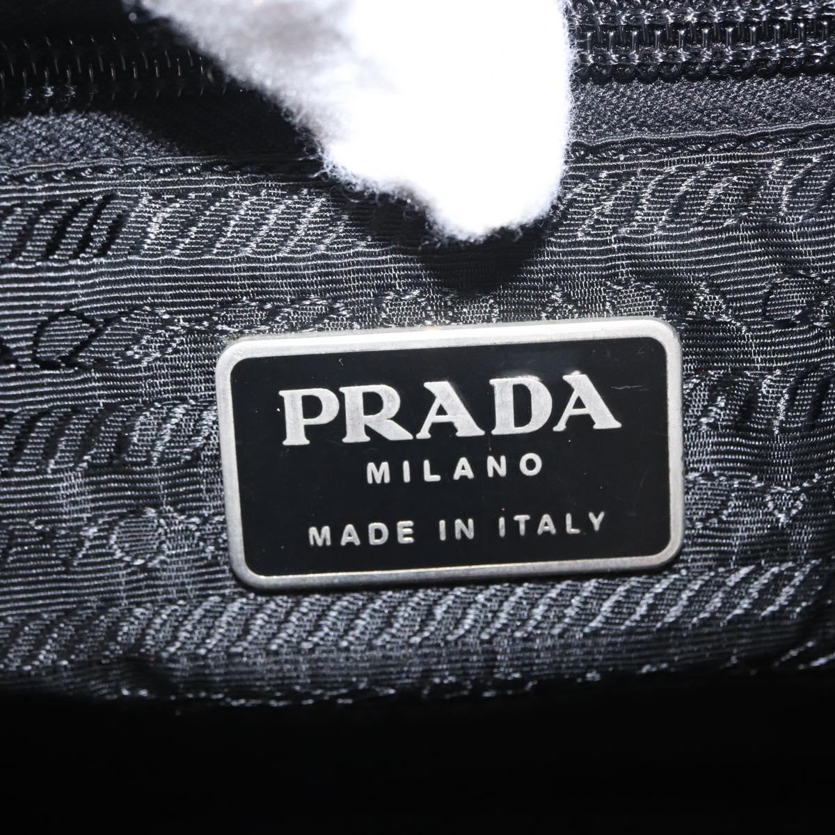 PRADA Tote Bag Nylon Black Silver Auth fm5142